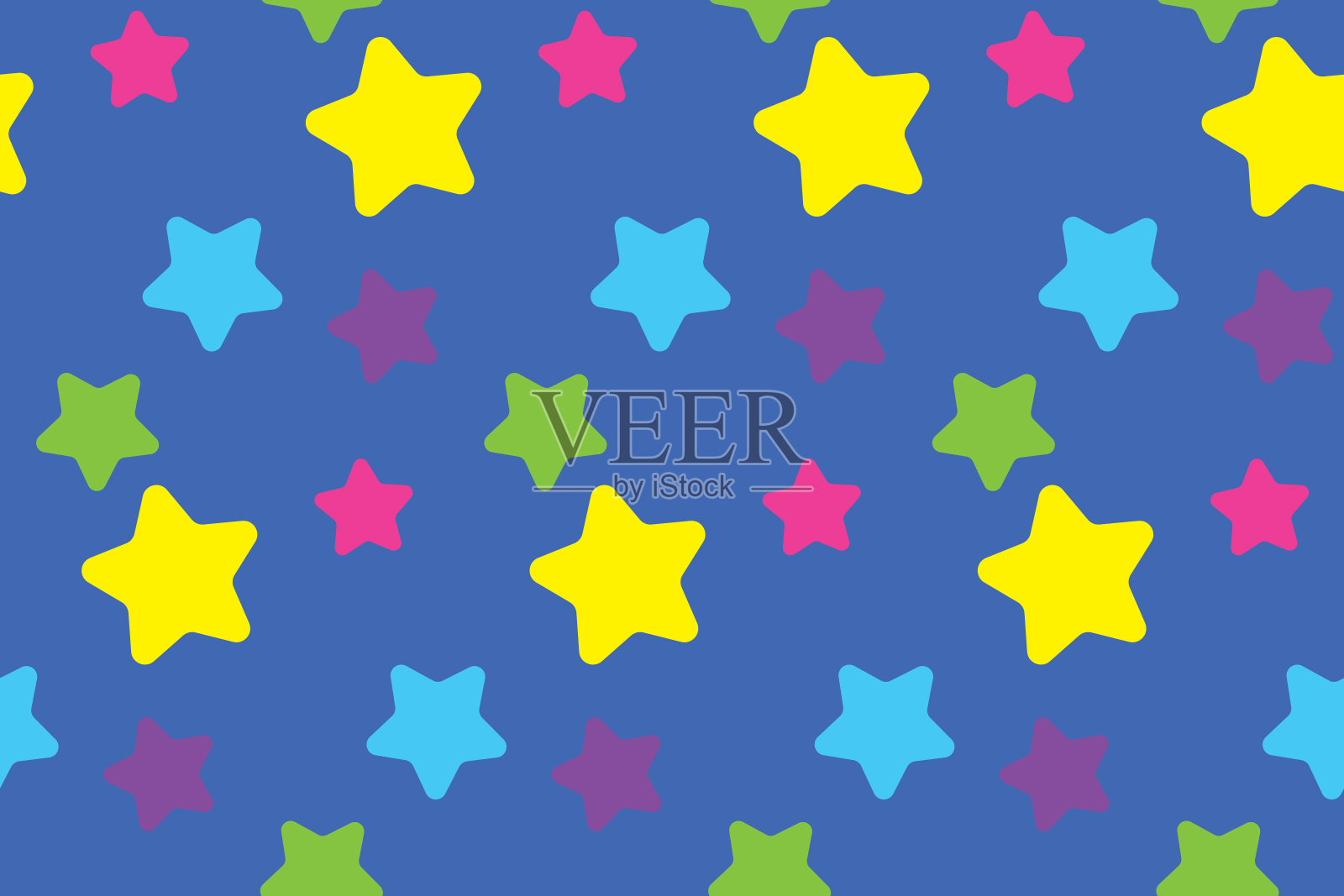 无缝模式与星星。彩色的背景。简单的创意印刷的衣服，网页，贺卡，礼品包装和设计。灰色，黄色，蓝色，紫色，粉红色和绿色插画图片素材