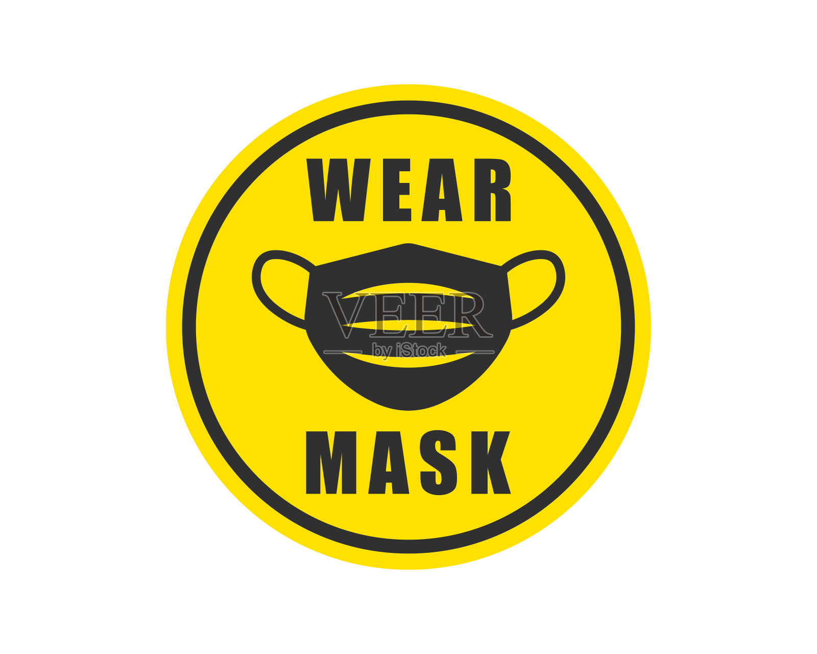 戴面具。没有面具就不能进入。医用防护口罩图标形状。流行病、大流行性病毒面罩标志标志。矢量插图形象。孤立在白色背景上。插画图片素材