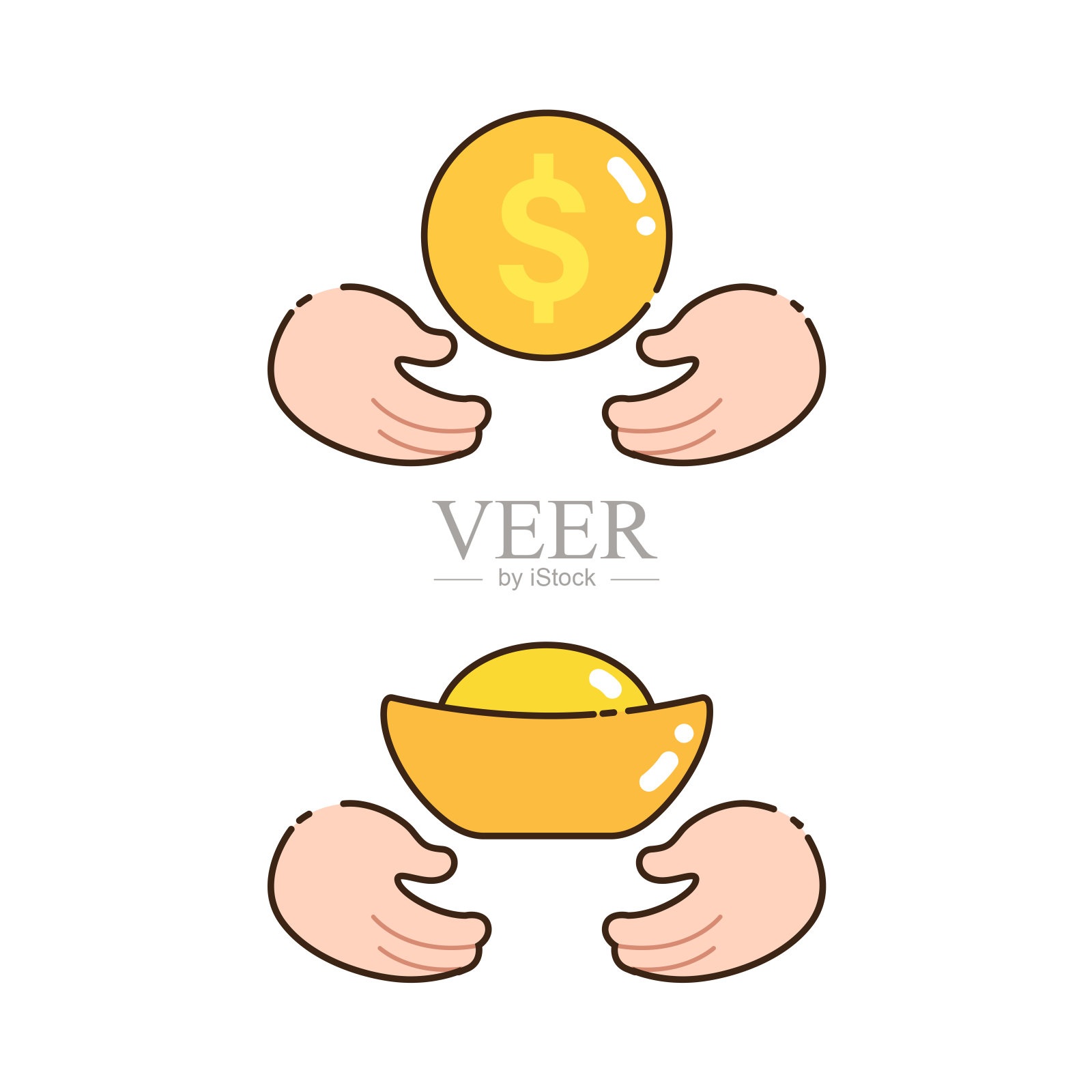 黄金和硬币插画图片素材