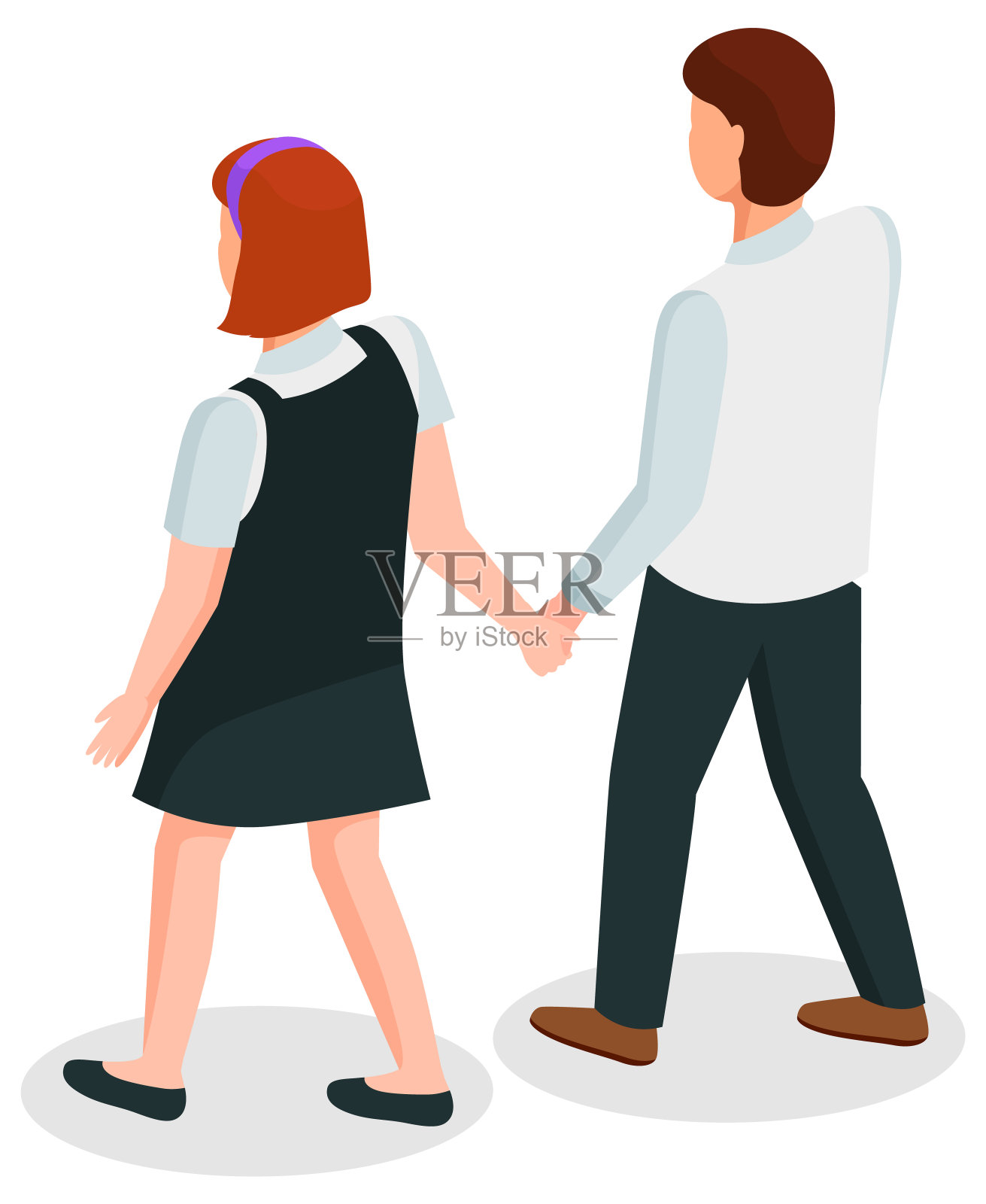 高中生，小学生手握向量插画图片素材