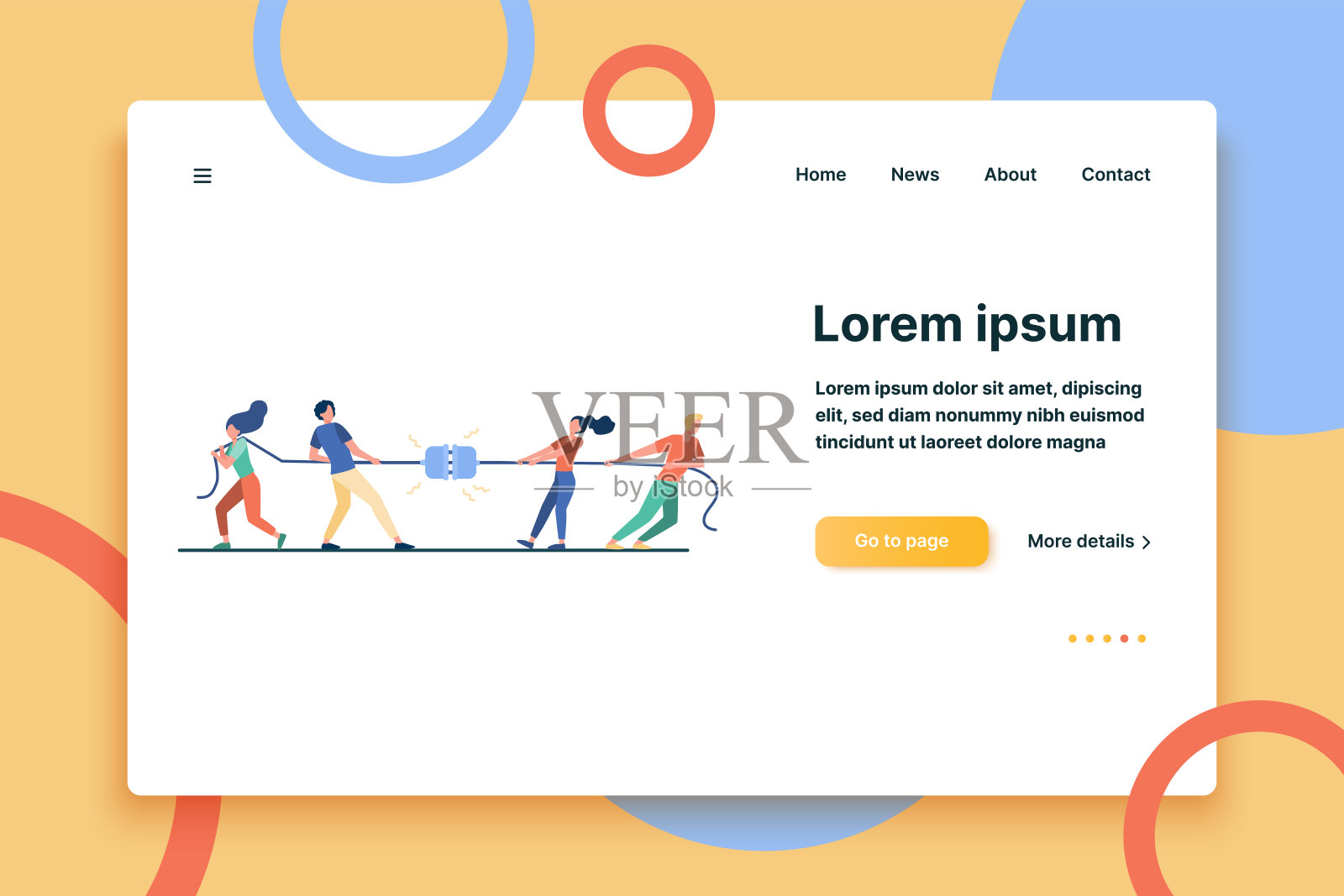 一群人在拉绳子插画图片素材