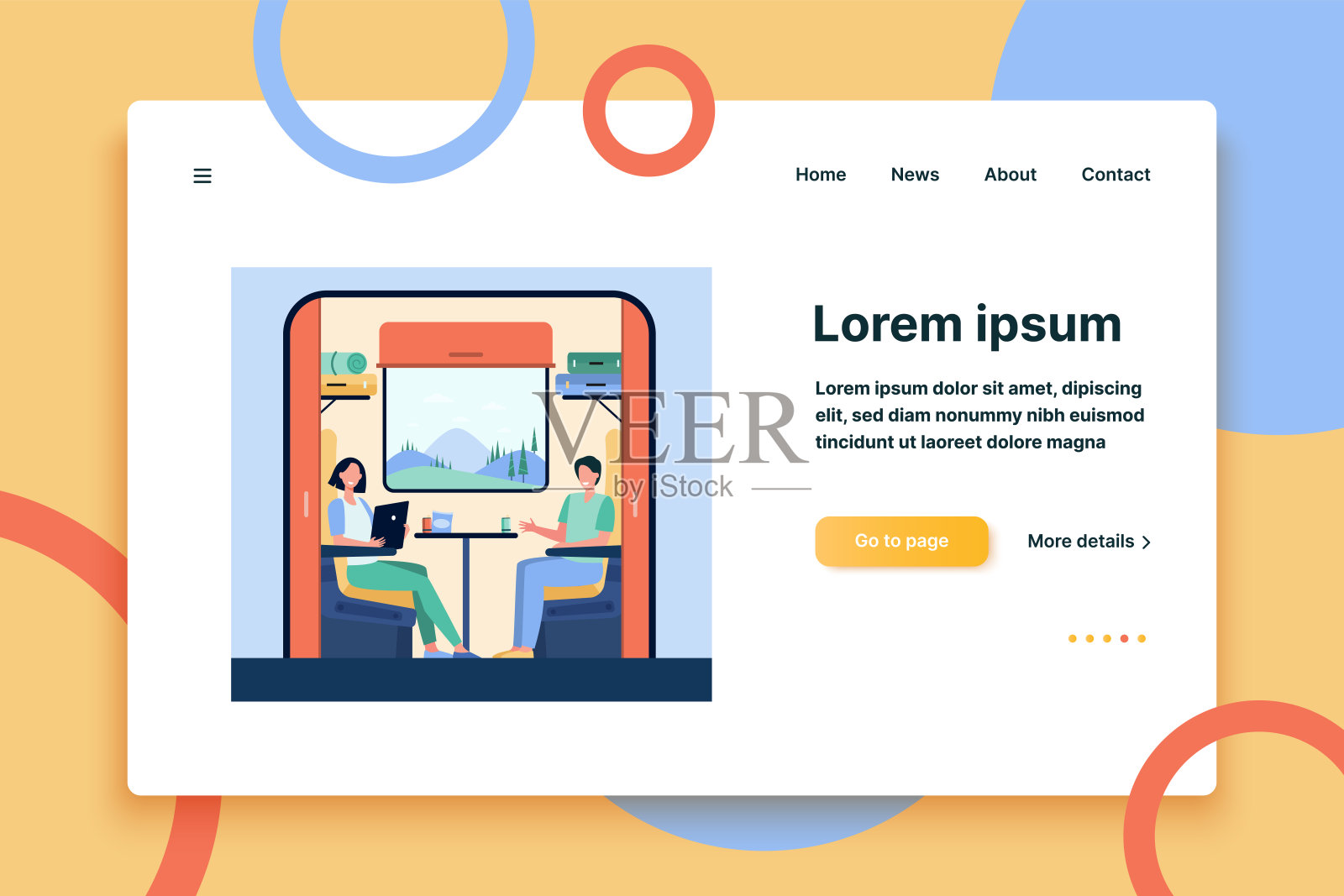 快乐的人乘火车旅行插画图片素材