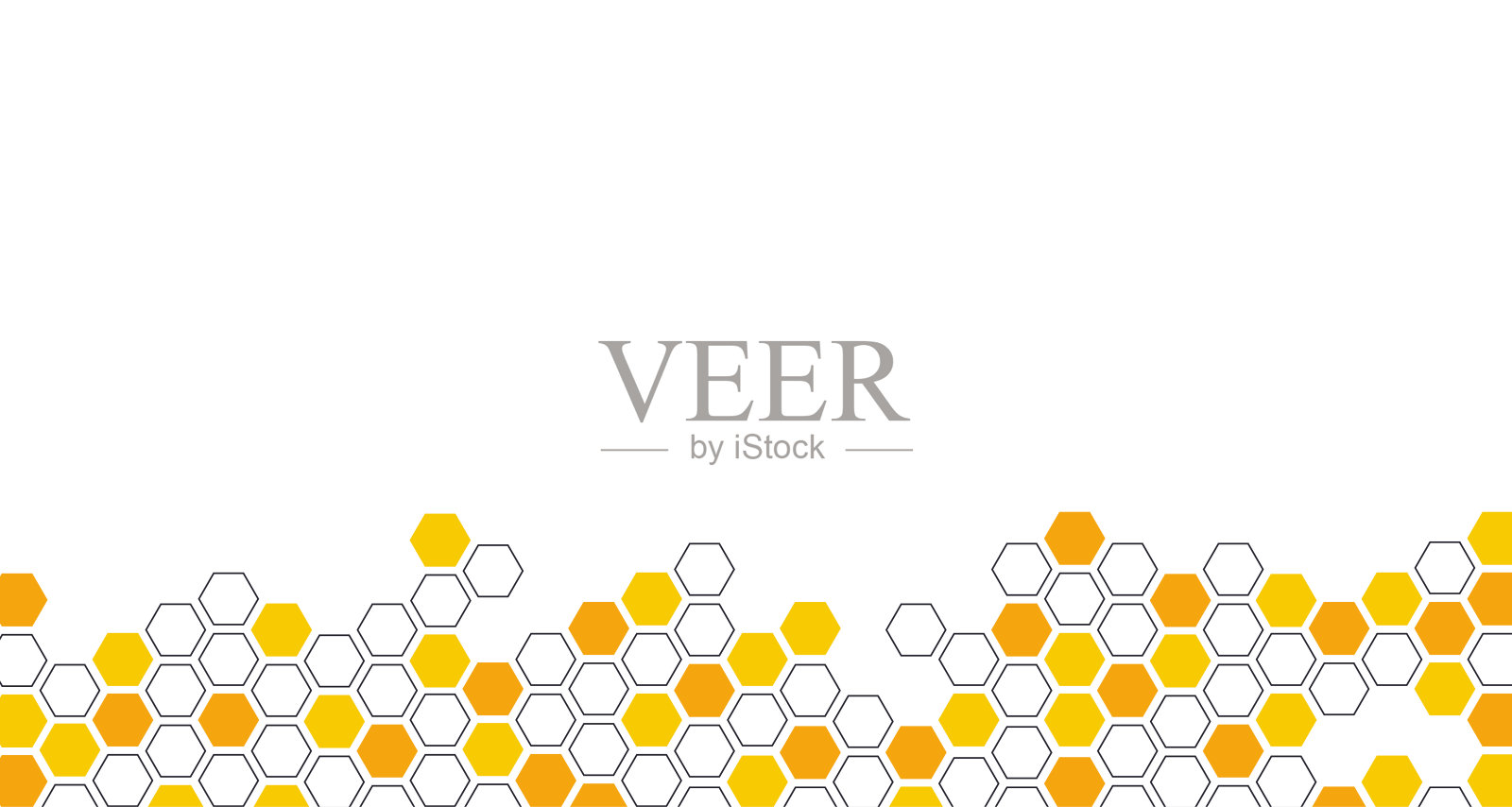 六边形蜂窝蜂窝黄色图案无缝背景旗帜矢量插图。插画图片素材