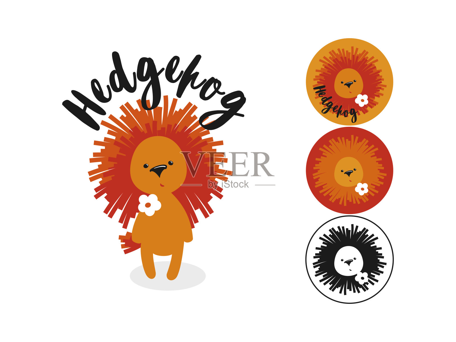 孤立的卡通刺猬插图。性格和标志插画图片素材