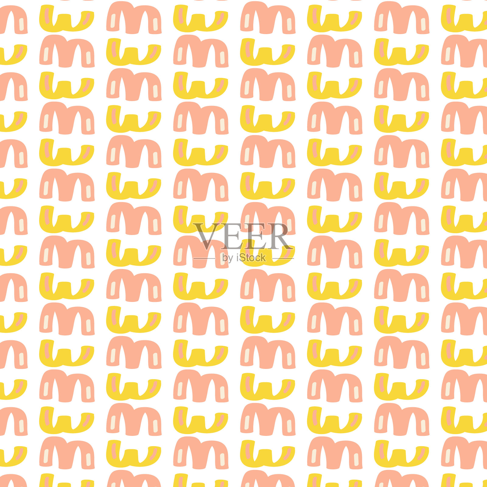 矢量插图。有趣的图案手绘动物和元素。插画图片素材