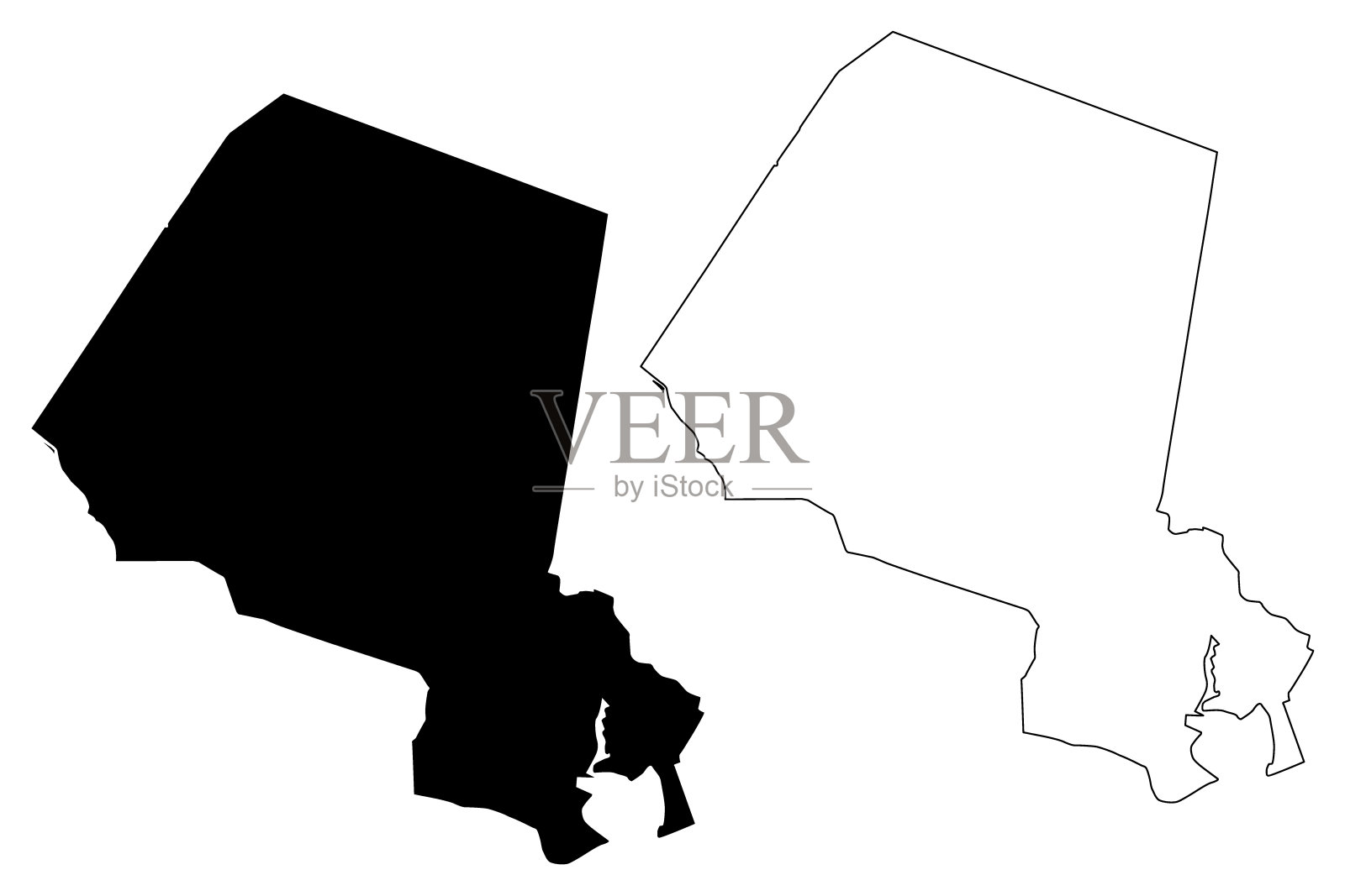 维吉尼亚州马丁斯维尔市县(美国独立市县，美国，美国，美国)地图矢量插图，草稿马丁斯维尔地图插画图片素材