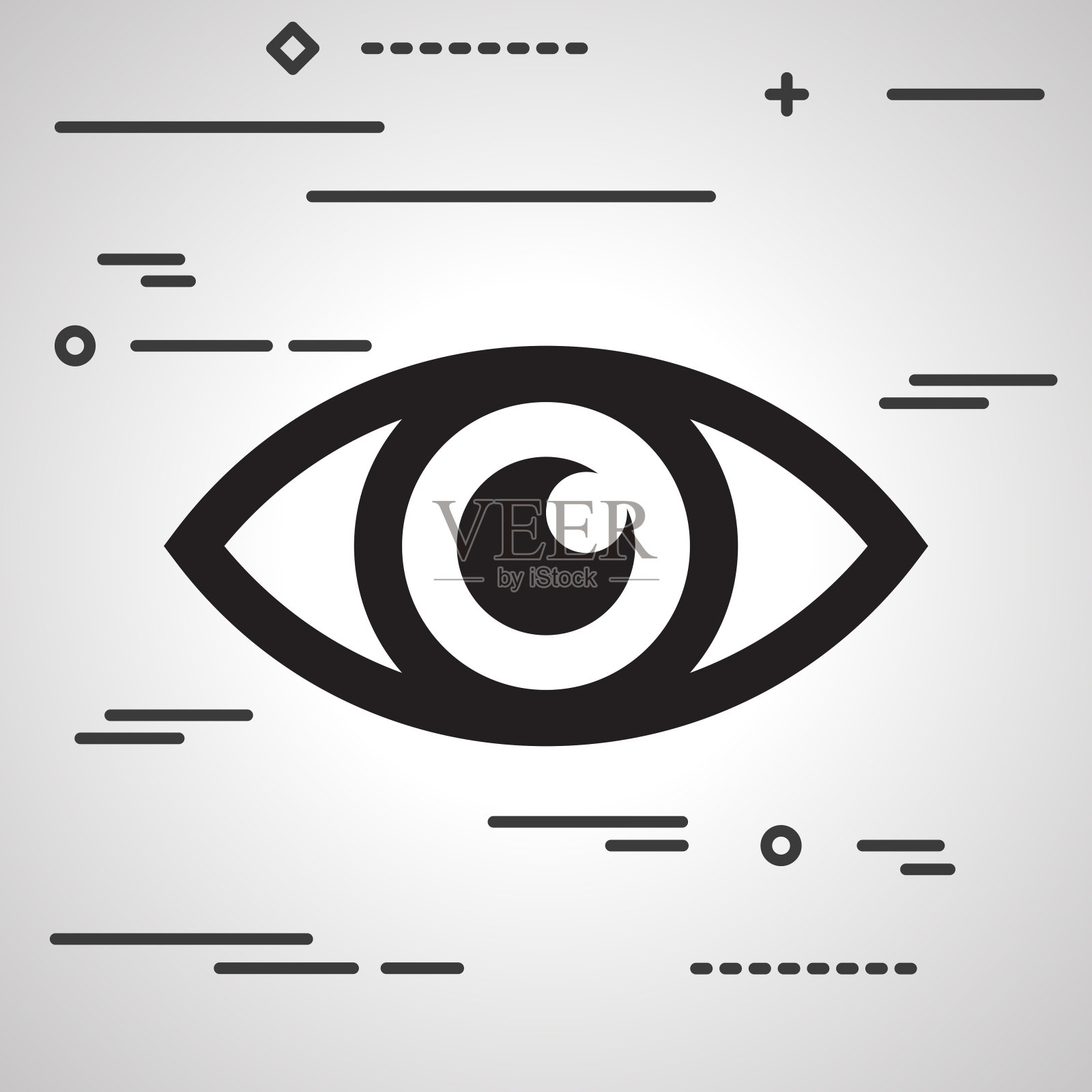 平面线设计图形图像的眼睛图标上的灰色bac概念插画图片素材