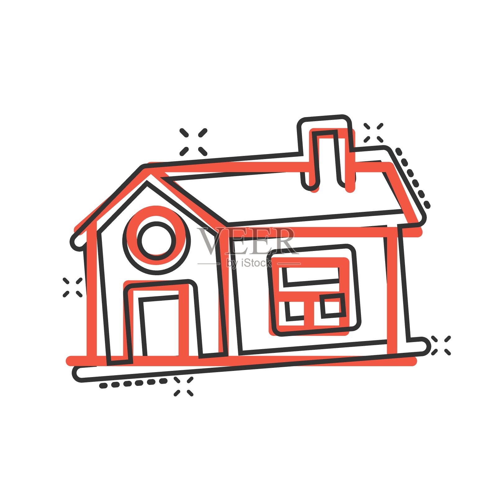 漫画风格的建筑图标：房屋卡通矢量插画设计元素图片