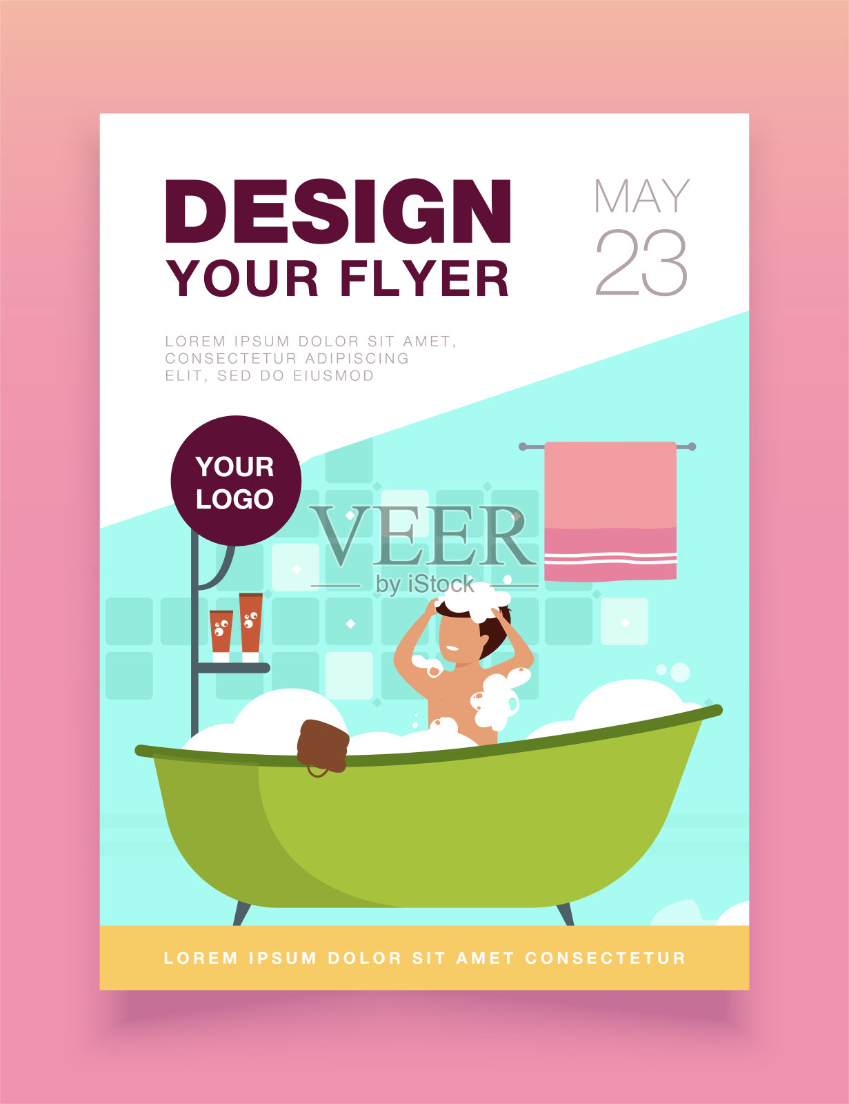 正在淋浴或泡澡的男人设计模板素材