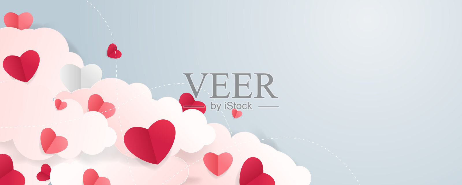 情人节背景与心形云。矢量插图。横幅。墙纸。传单，邀请函，海报，宣传册，优惠券插画图片素材