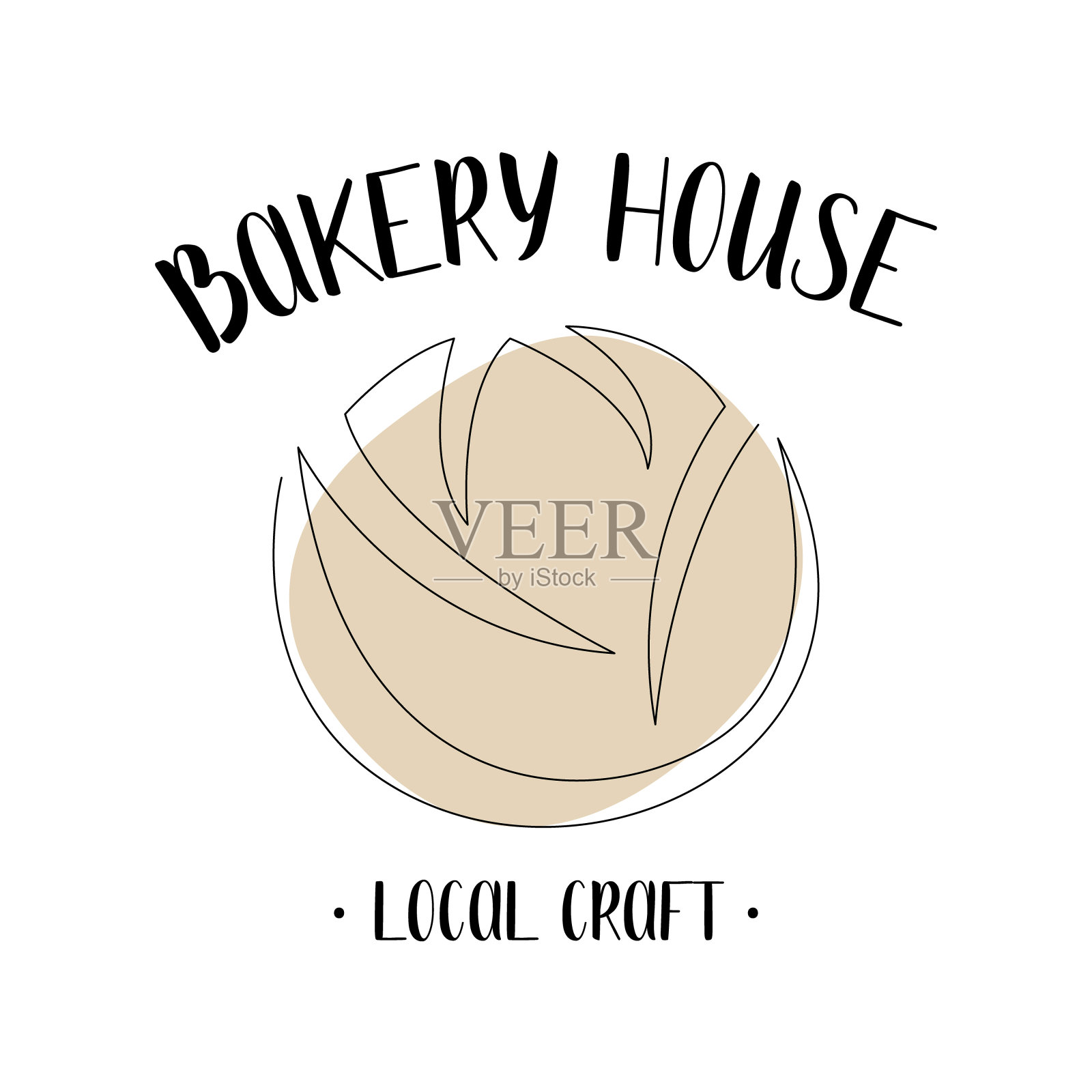 与连续线面包。矢量线的艺术。完美的烘焙店标志，名片，咖啡馆菜单，餐厅横幅，食品传单，图标，包装设计插画图片素材