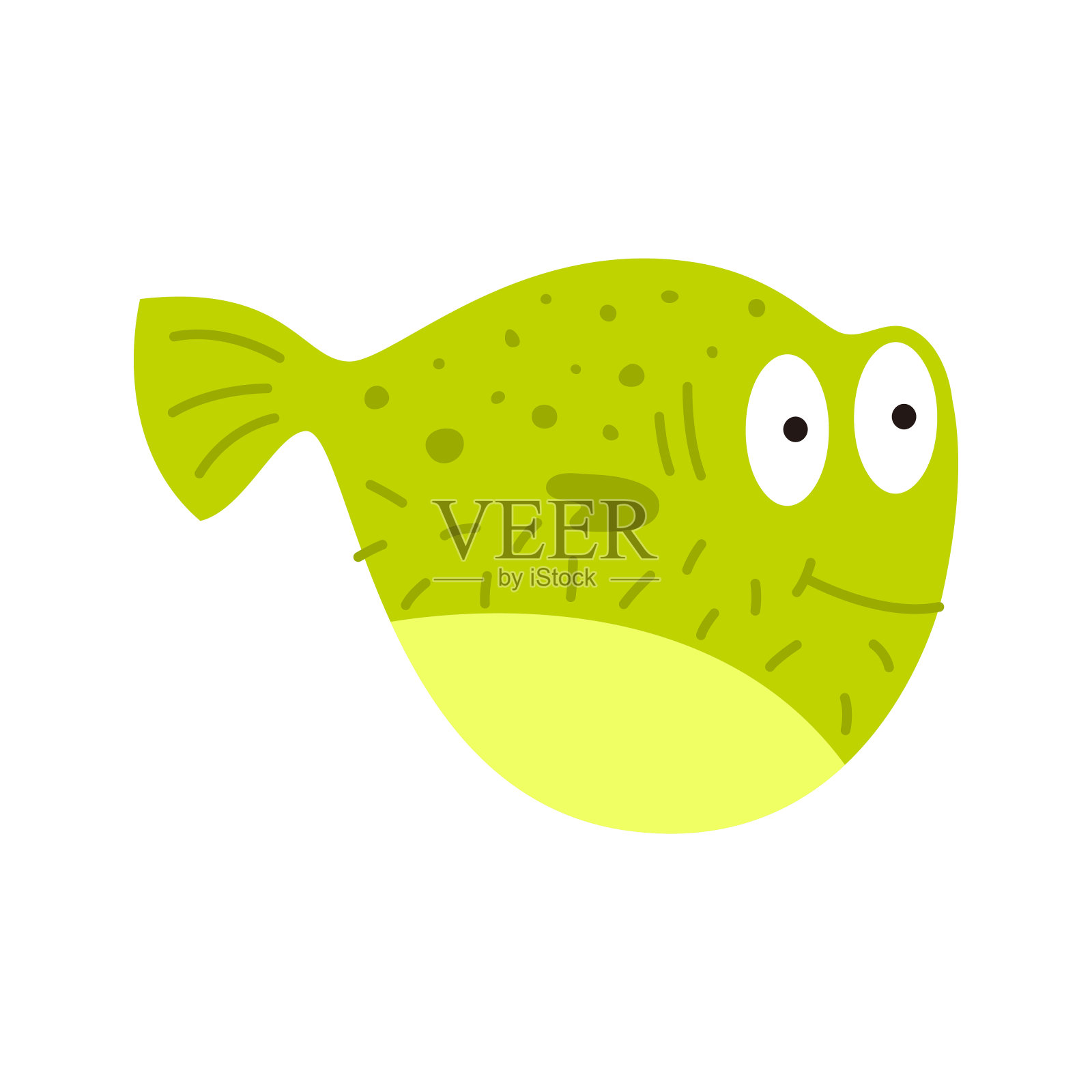 矢量插图的河豚，卡通风格插画图片素材