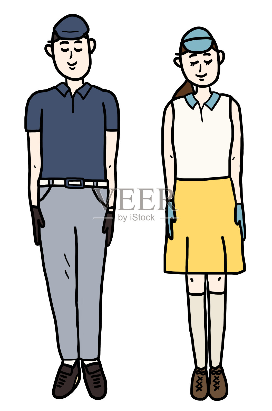 夏天打高尔夫球时的服装礼仪插画图片素材