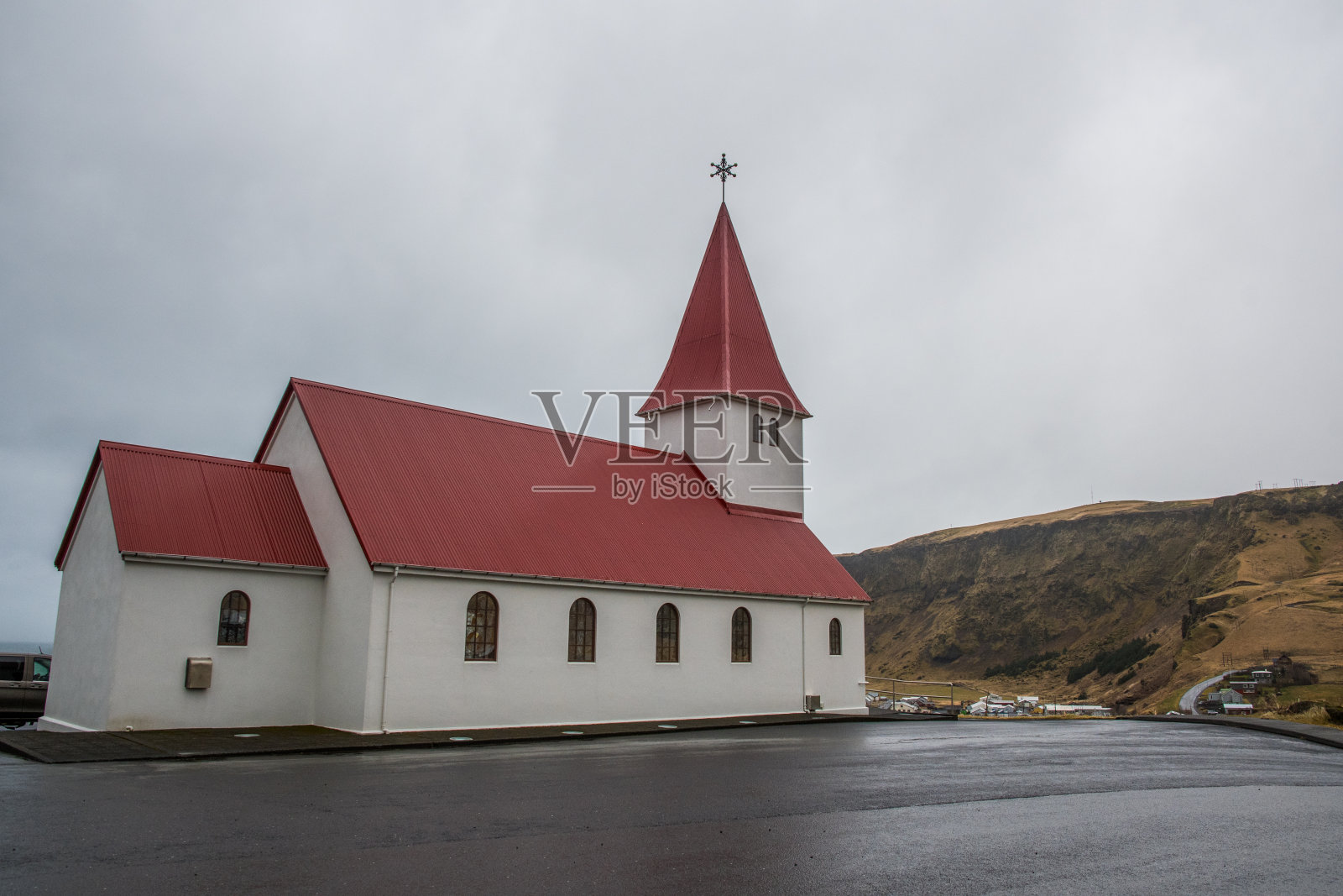 冰岛维克村的教堂照片摄影图片