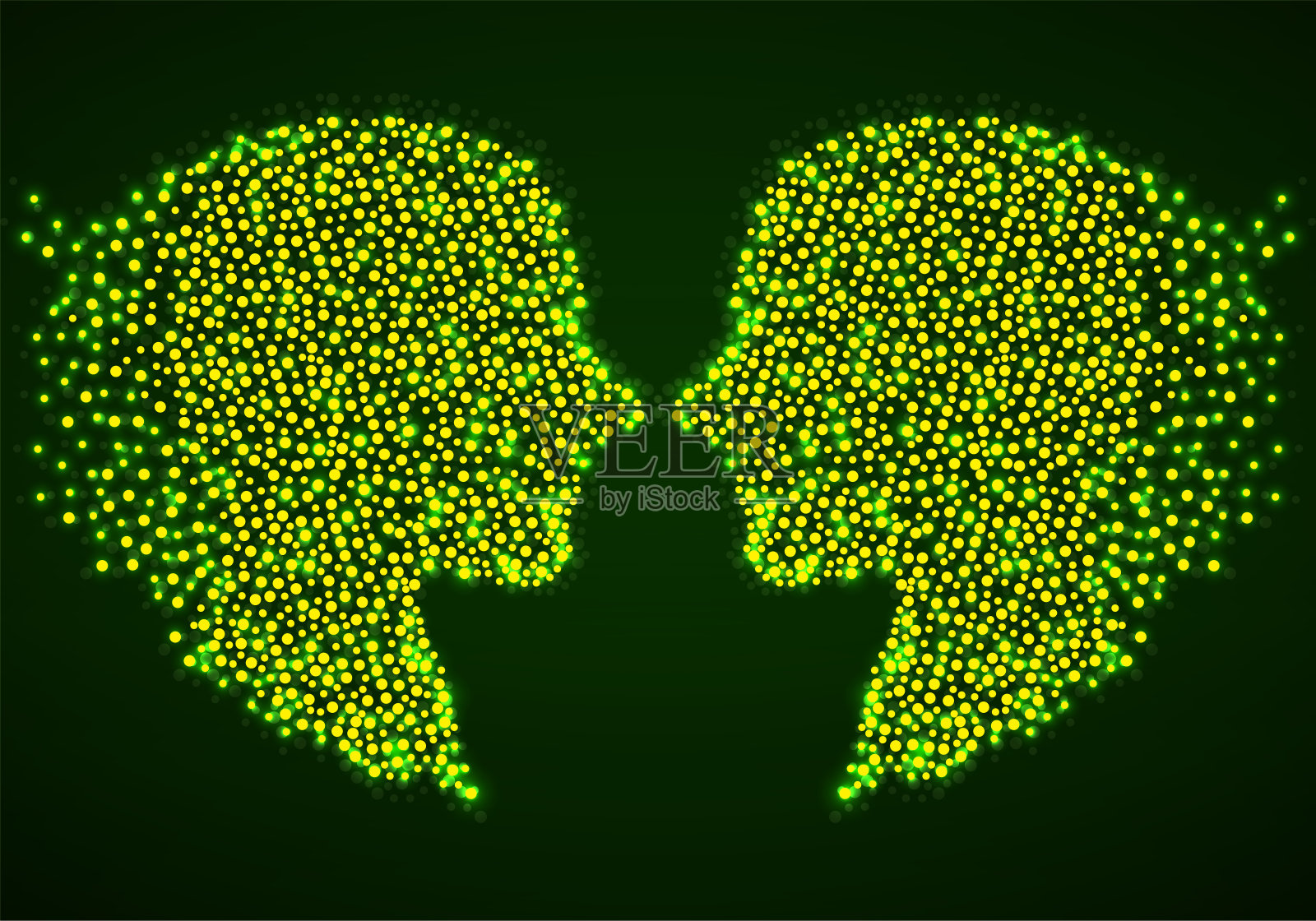 摘要两个人头的轮廓与发光的圆圈插画图片素材