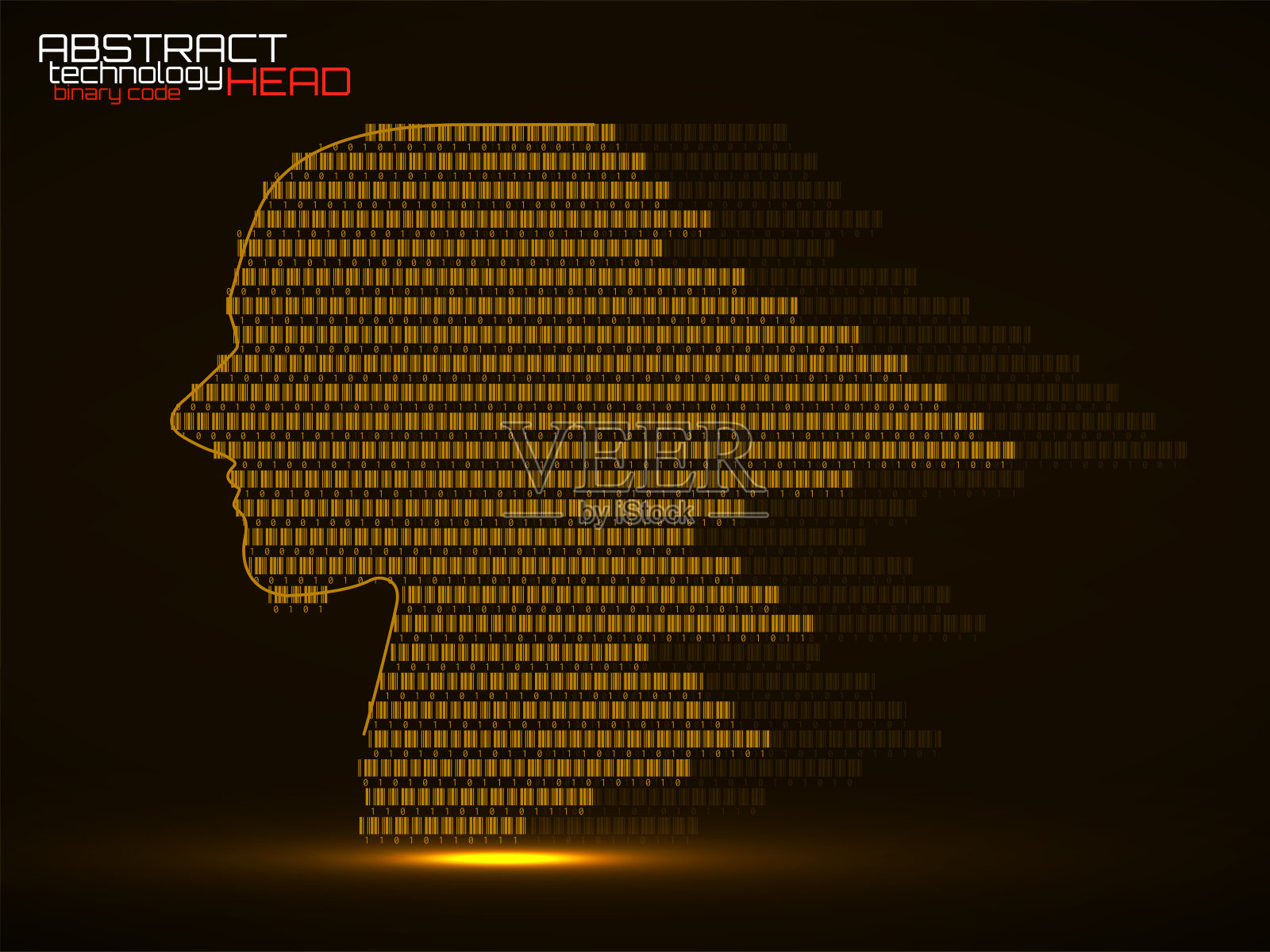 人工智能。摘要人体头部条码采用二进制编码插画图片素材