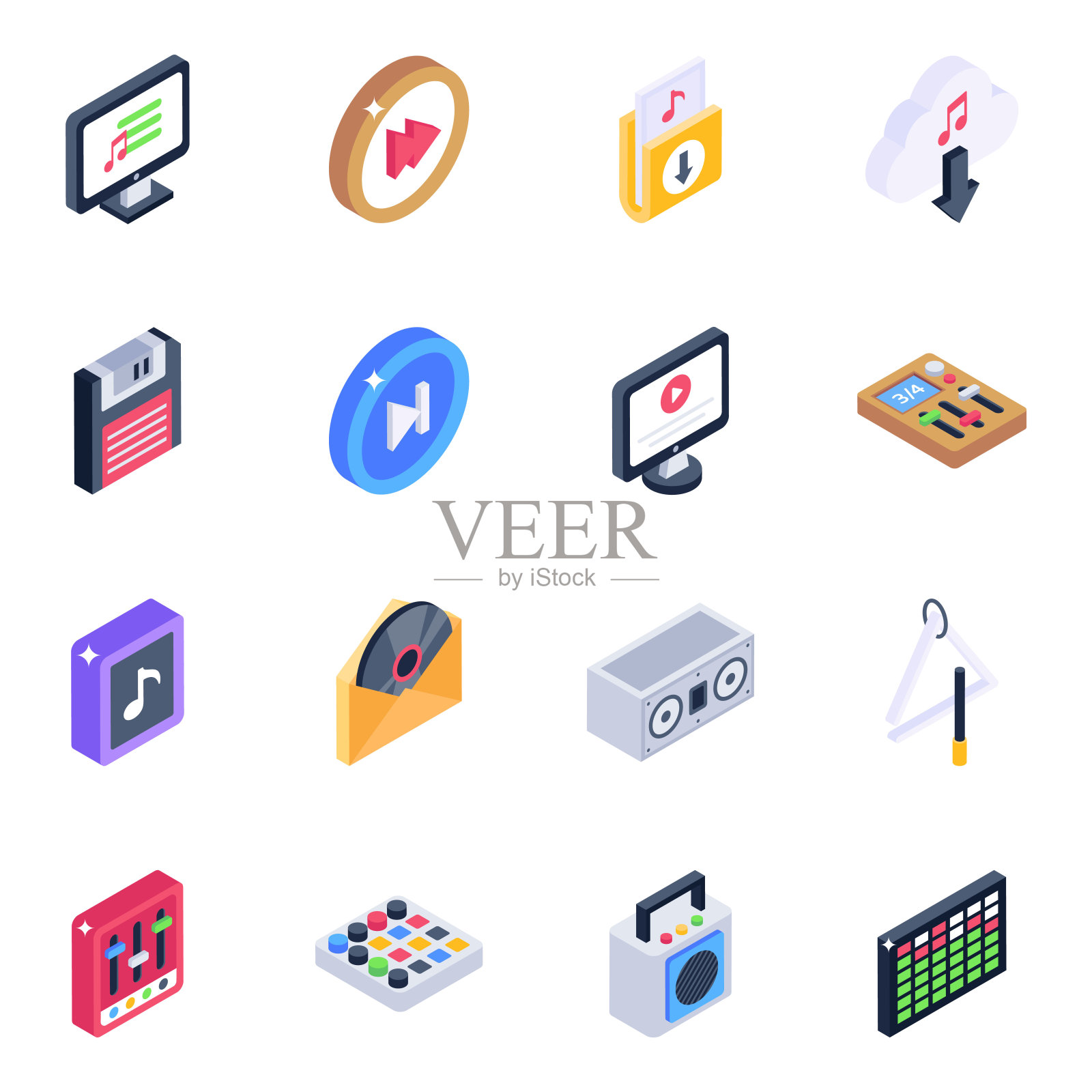多媒体等距图标包图标素材