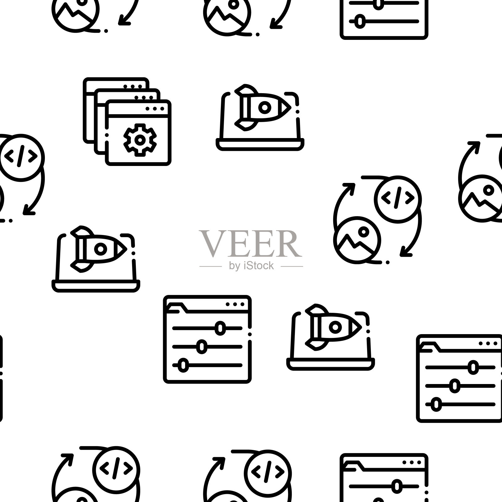 网页设计开发无缝模式向量插画图片素材