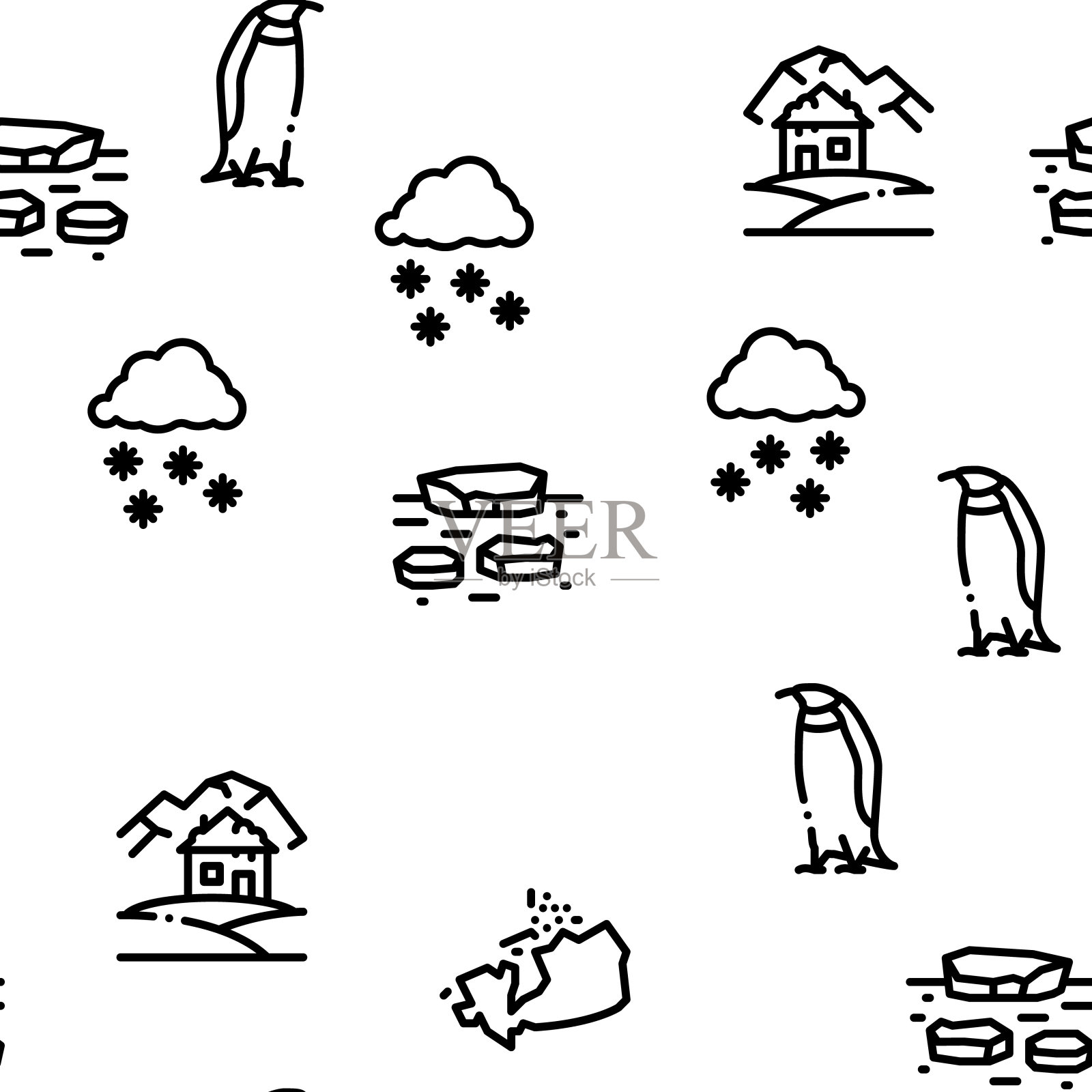 北极和南极无缝模式向量插画图片素材