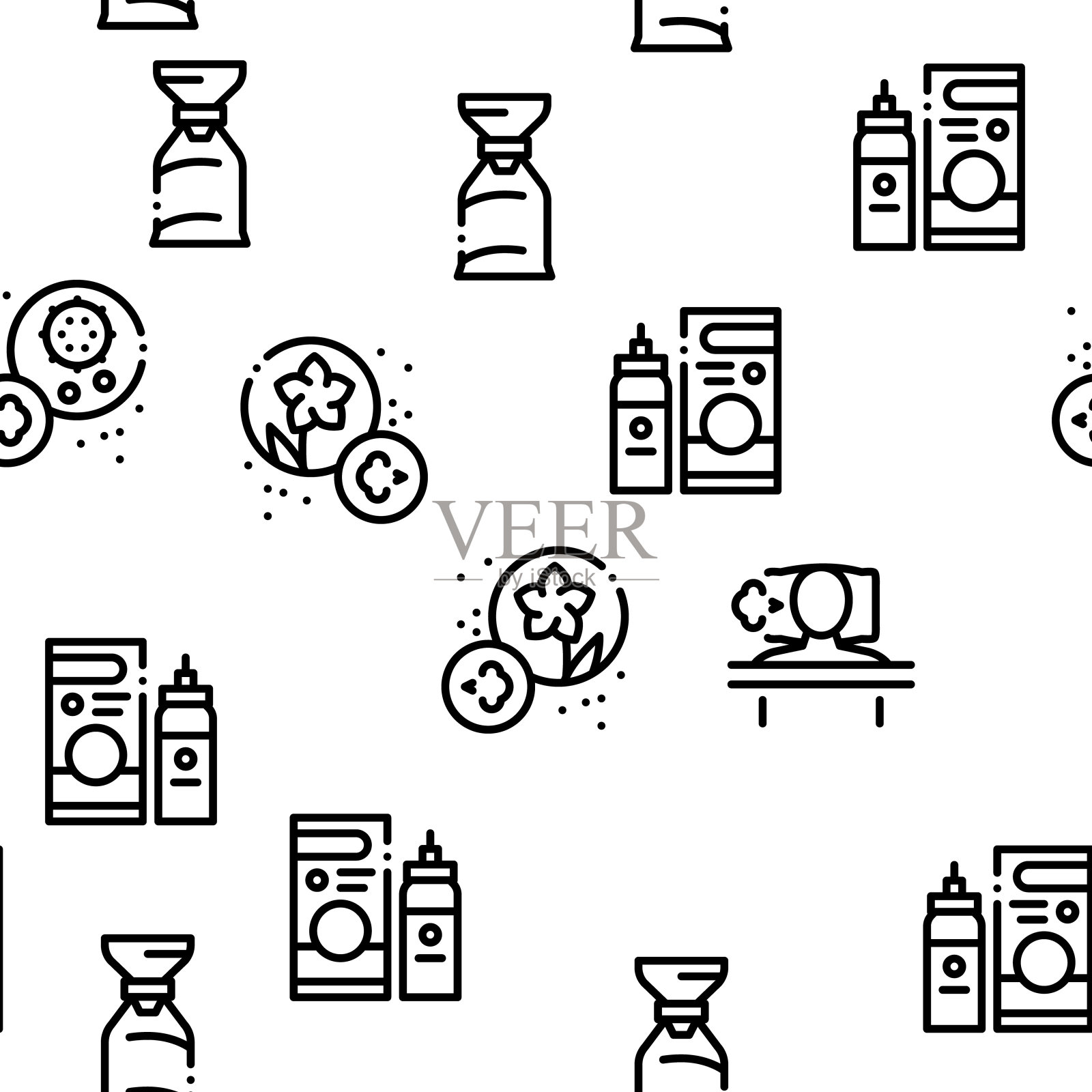 哮喘病变应原无缝模式载体插画图片素材