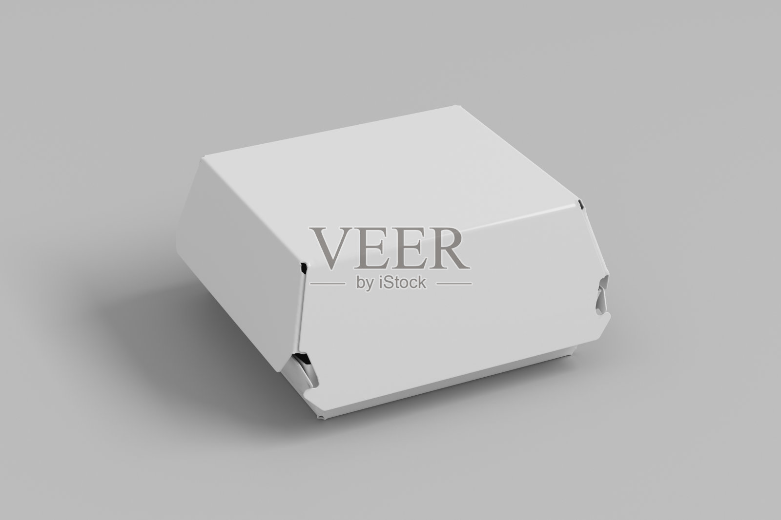 一个白色的食品盒模型，包装的汉堡，午餐，快餐，汉堡和三明治照片摄影图片