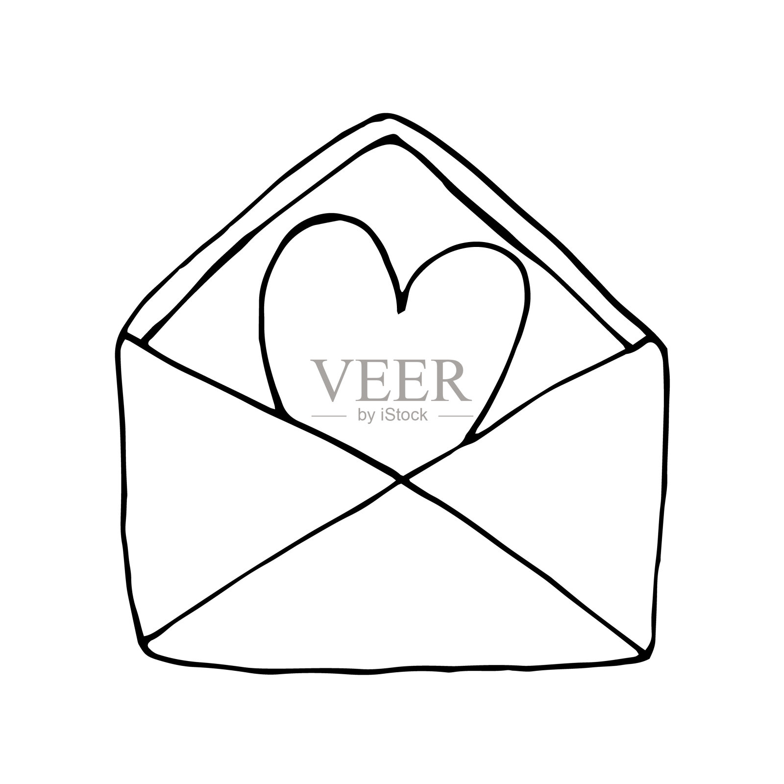 用爱心涂鸦信封插画图片素材