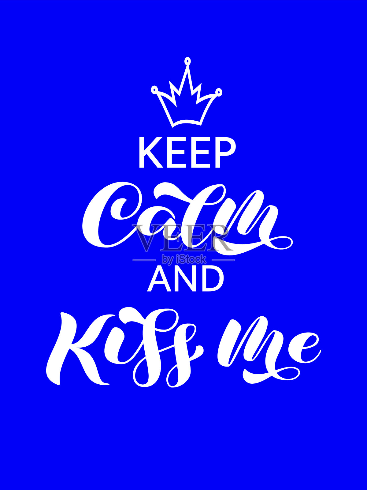 矢量插图。保持冷静和亲吻我刷字母的旗帜或卡片插画图片素材