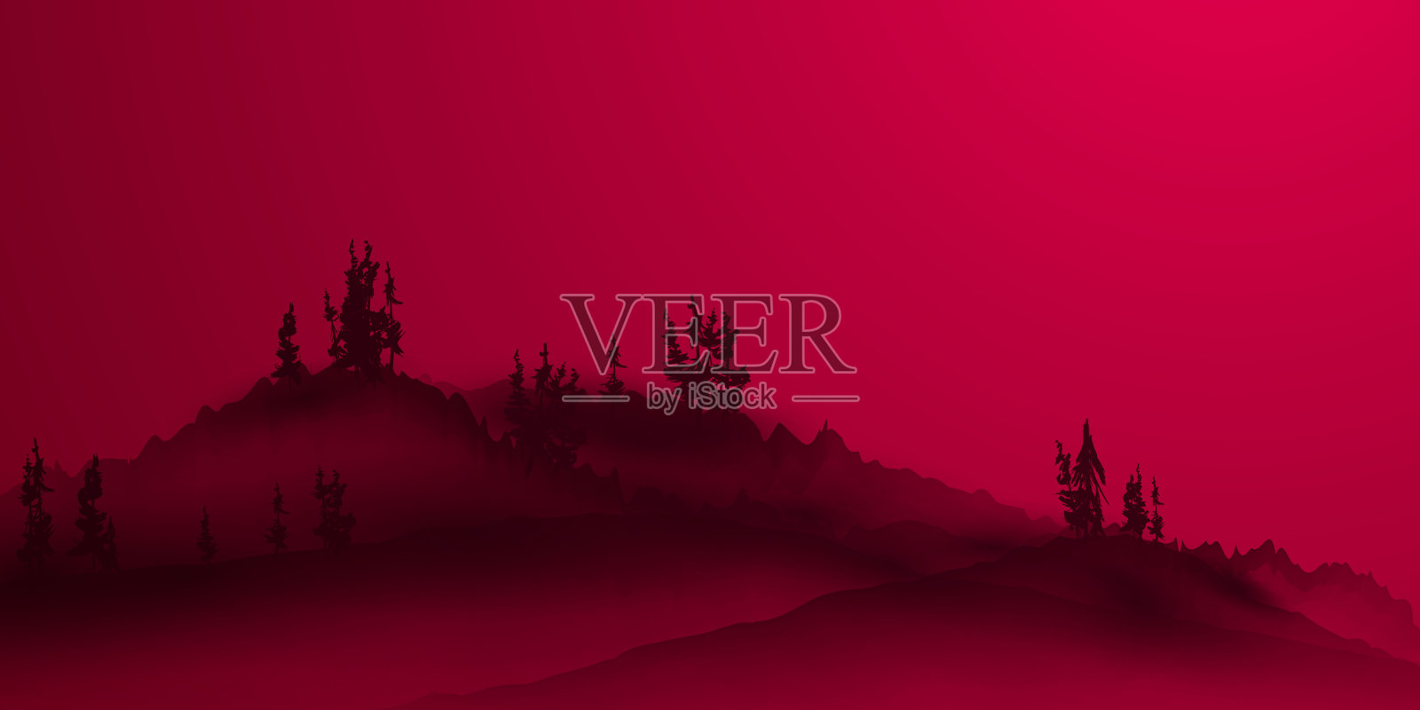 中国水墨画山水画春节快乐横幅卡片插画图片素材