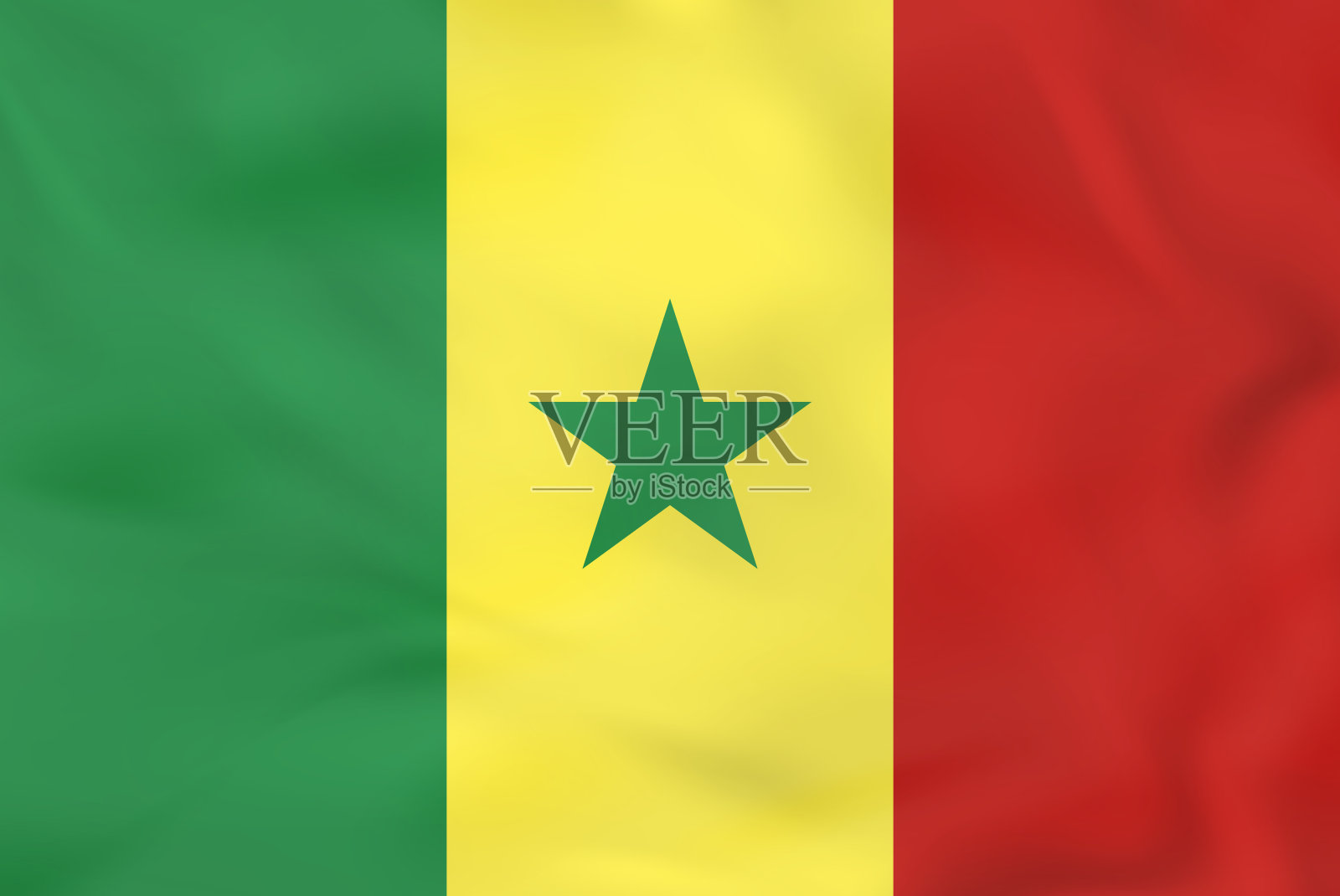 塞内加尔挥舞着国旗。塞内加尔国旗背景纹理。插画图片素材