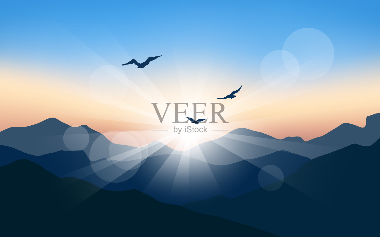 山日出地平线图插画图片素材