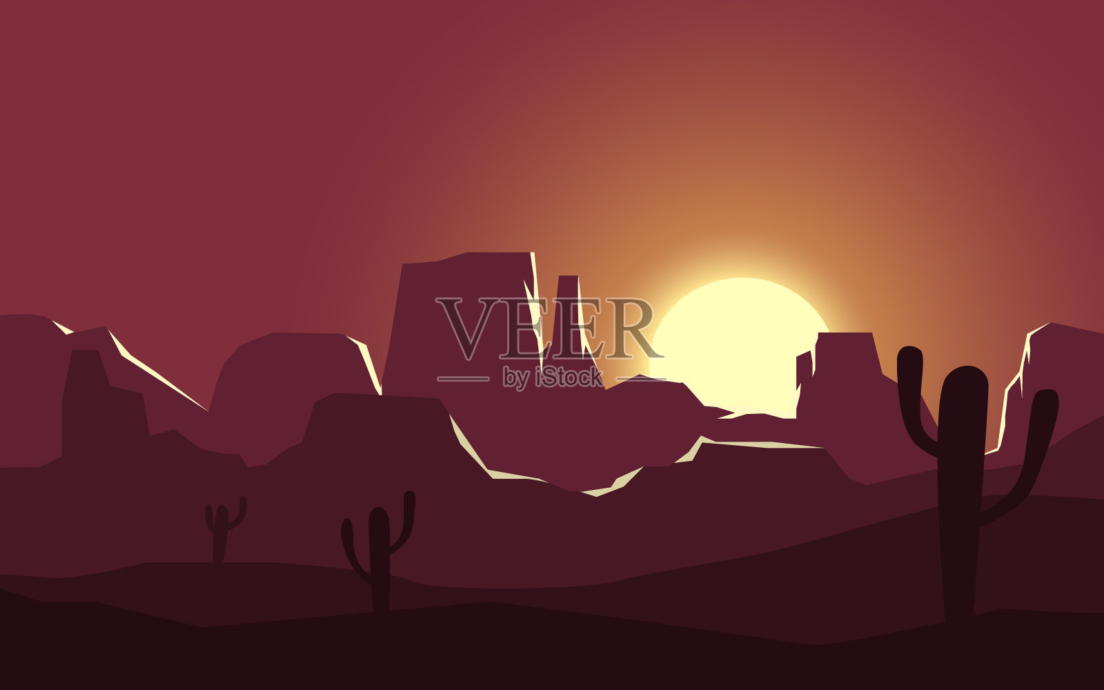 山日落矢量图插画图片素材