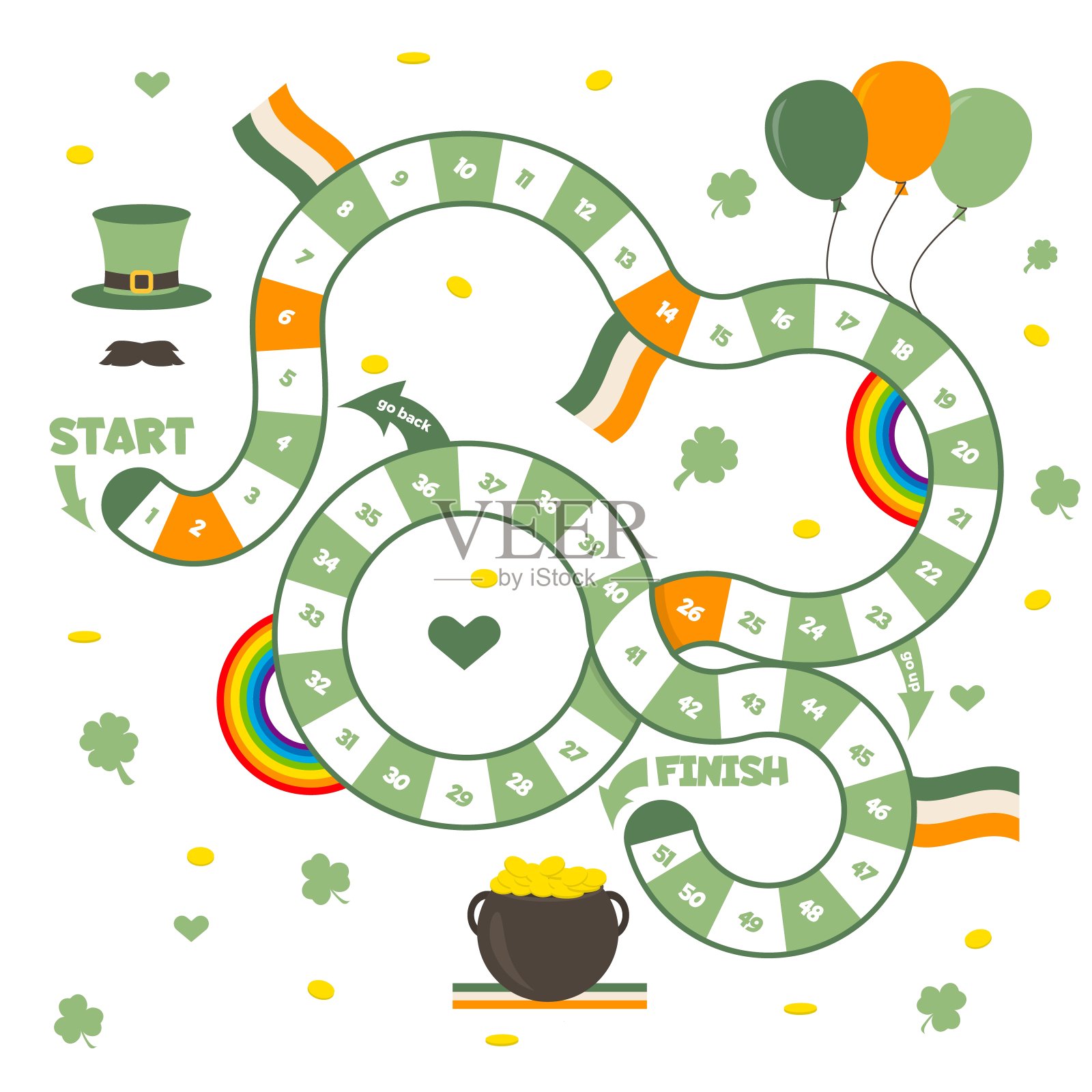 棋盘游戏的方块路径。春天给孩子们玩游戏。插画图片素材