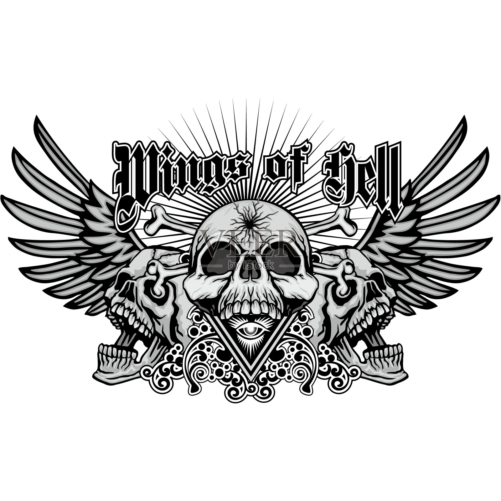 邋遢骷髅纹章设计元素图片