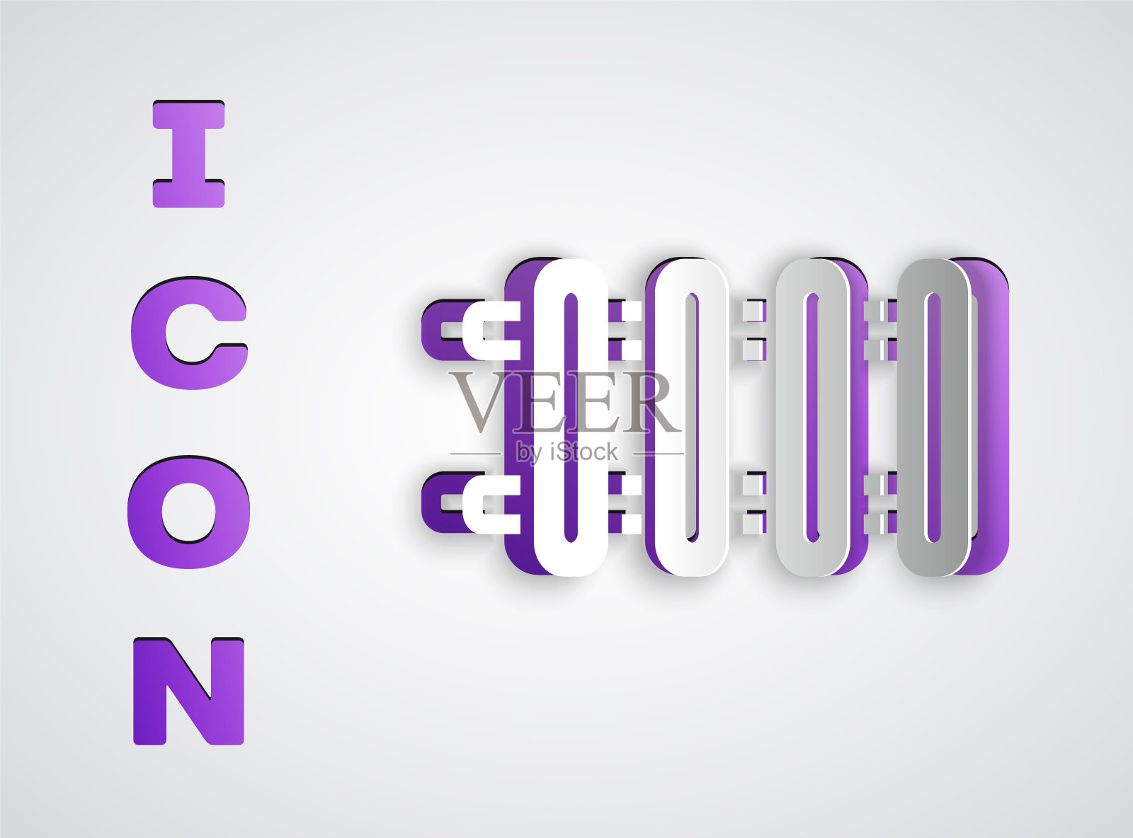 剪纸采暖散热器图标孤立在灰色背景。纸艺术风格。向量图标素材