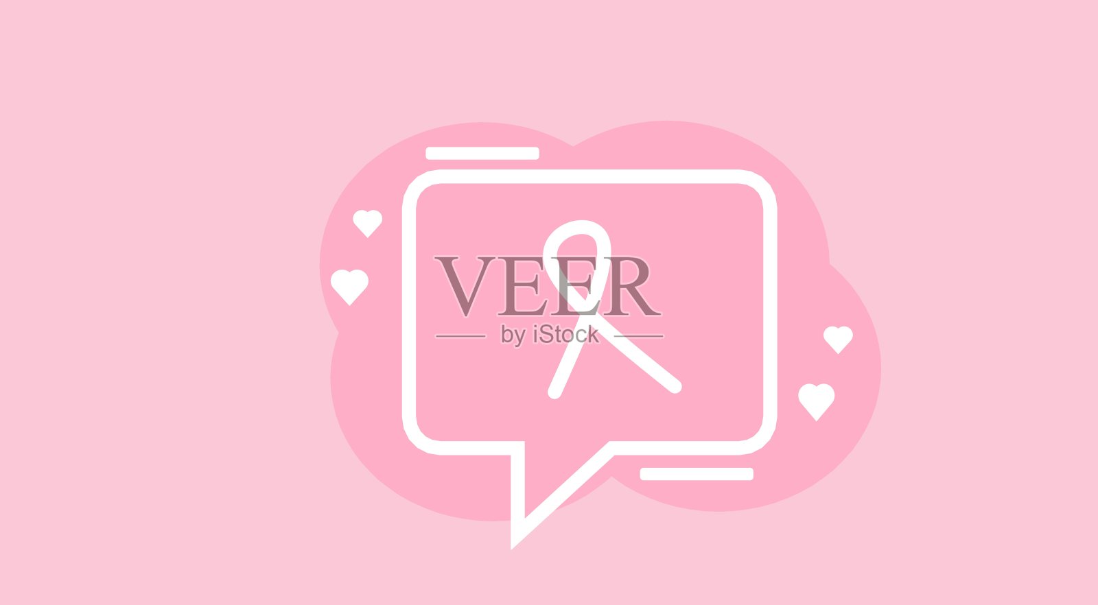 粉红丝带乳腺癌意识。现代风格的标志动画为10月意识活动。世界提高乳腺癌意识日插画图片素材