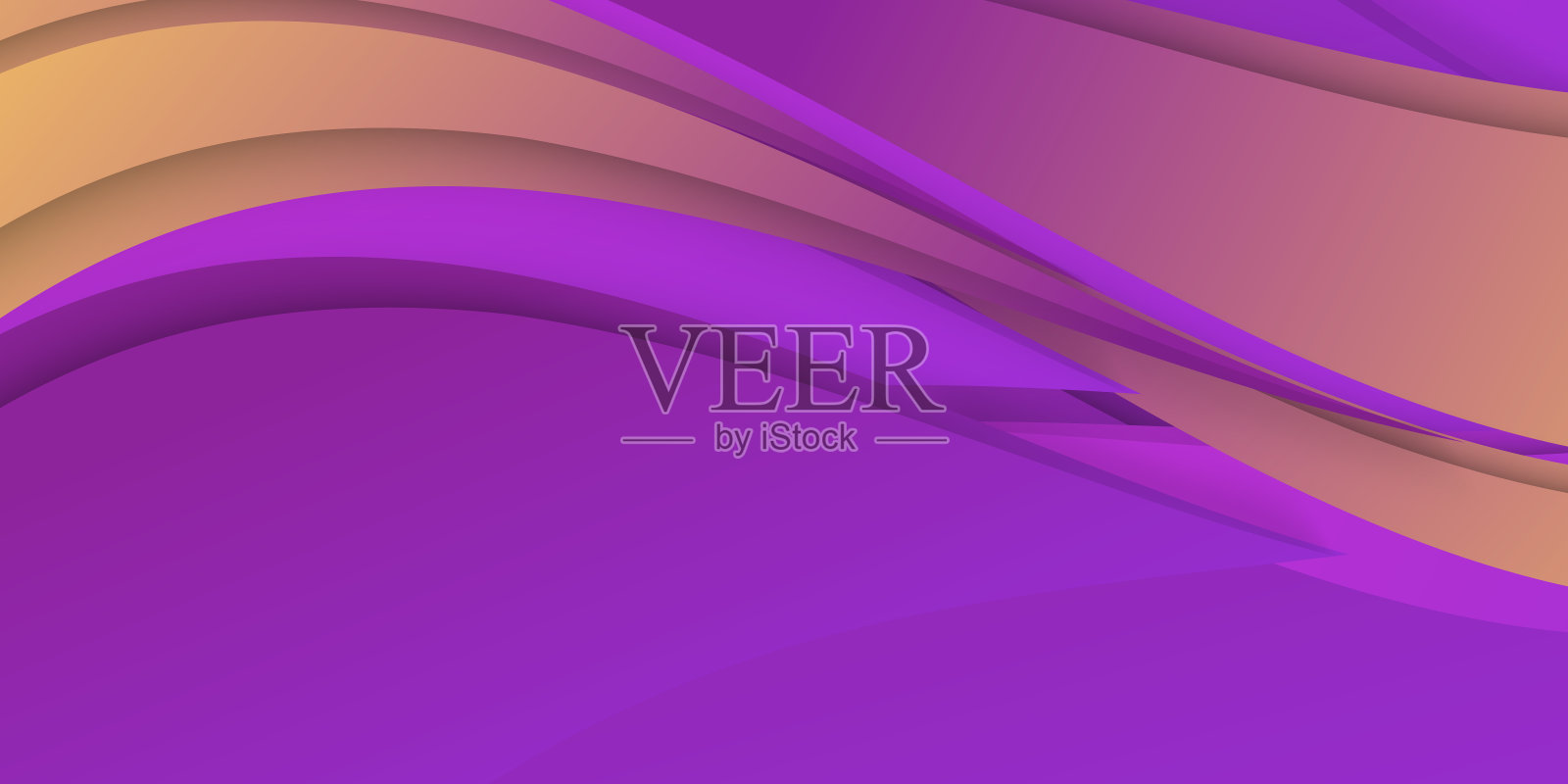 豪华的紫色和金黄色重叠层波浪背景。抽象的紫色背景与现代和未来的企业理念插画图片素材