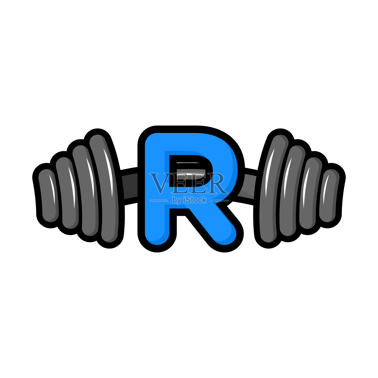 首字母Barbell Gym R设计元素图片