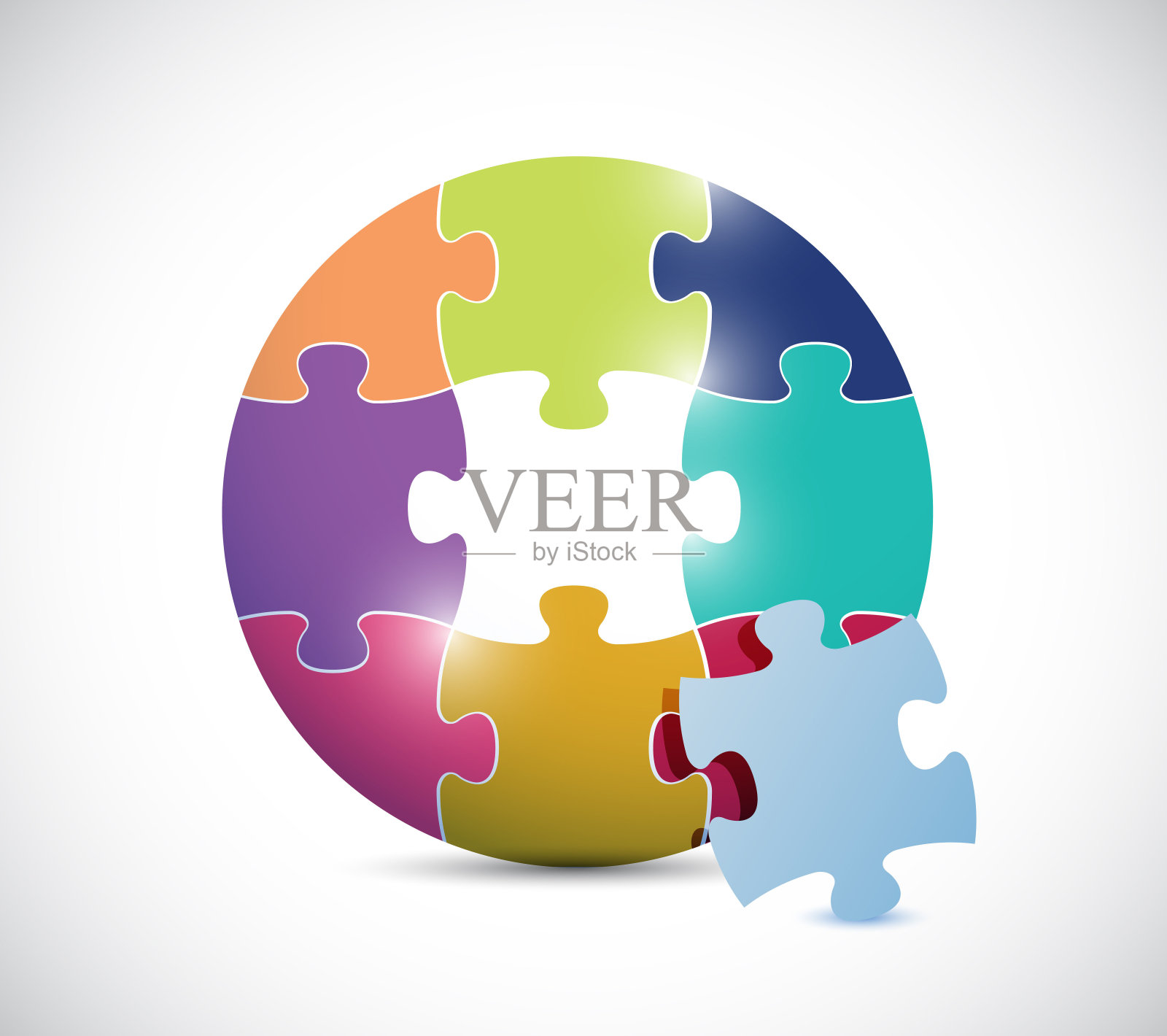 五彩缤纷的圆形拼图插画设计插画图片素材