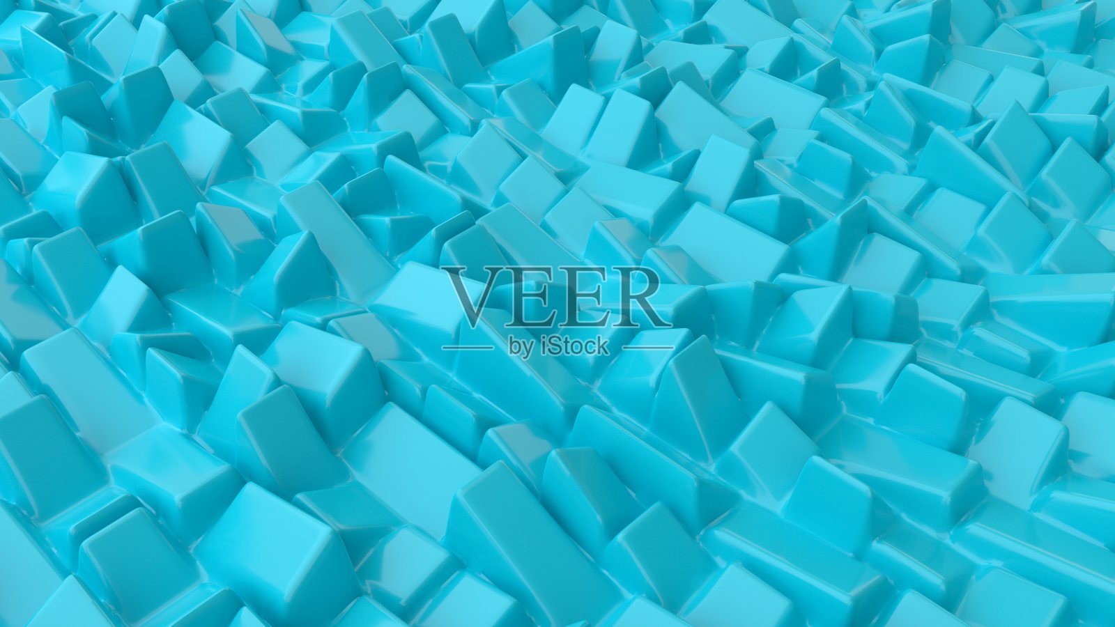 抽象背景与蓝色立方体，几何低聚安装。几何砖的形状具有圆形的边缘。现代背景模板的文件，报告和演示文稿。三维渲染照片摄影图片