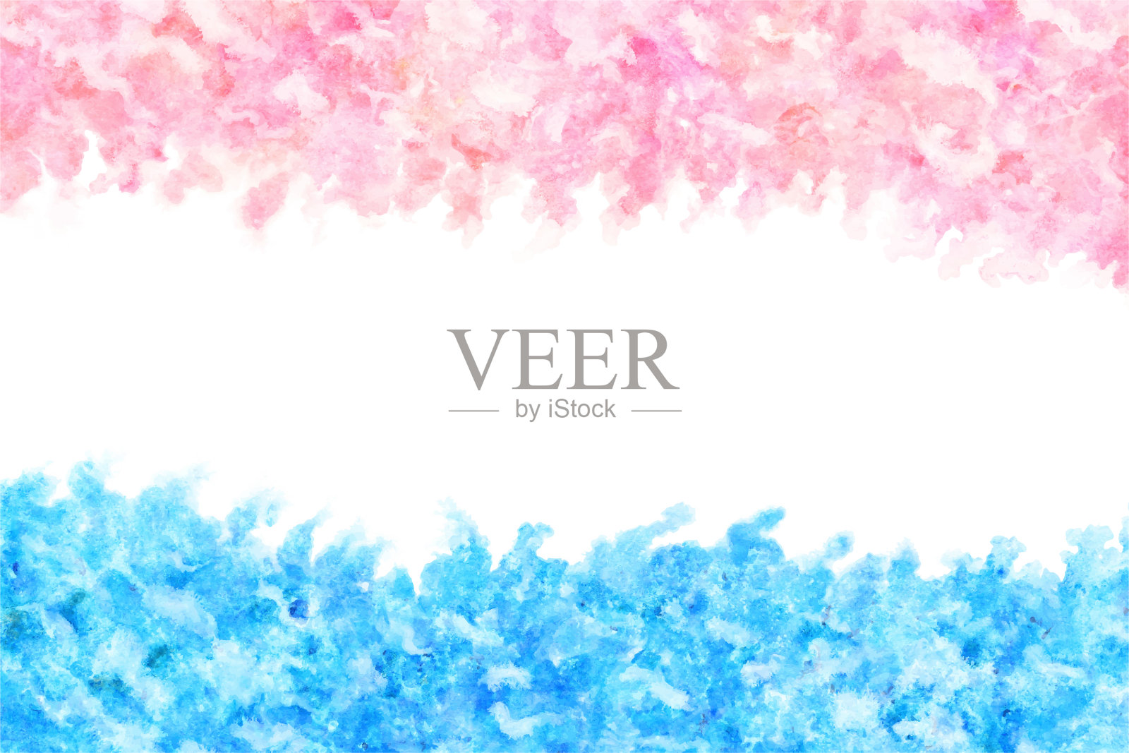 粉彩粉蓝色水波抽象在自然水彩手绘背景，矢量插图插画图片素材