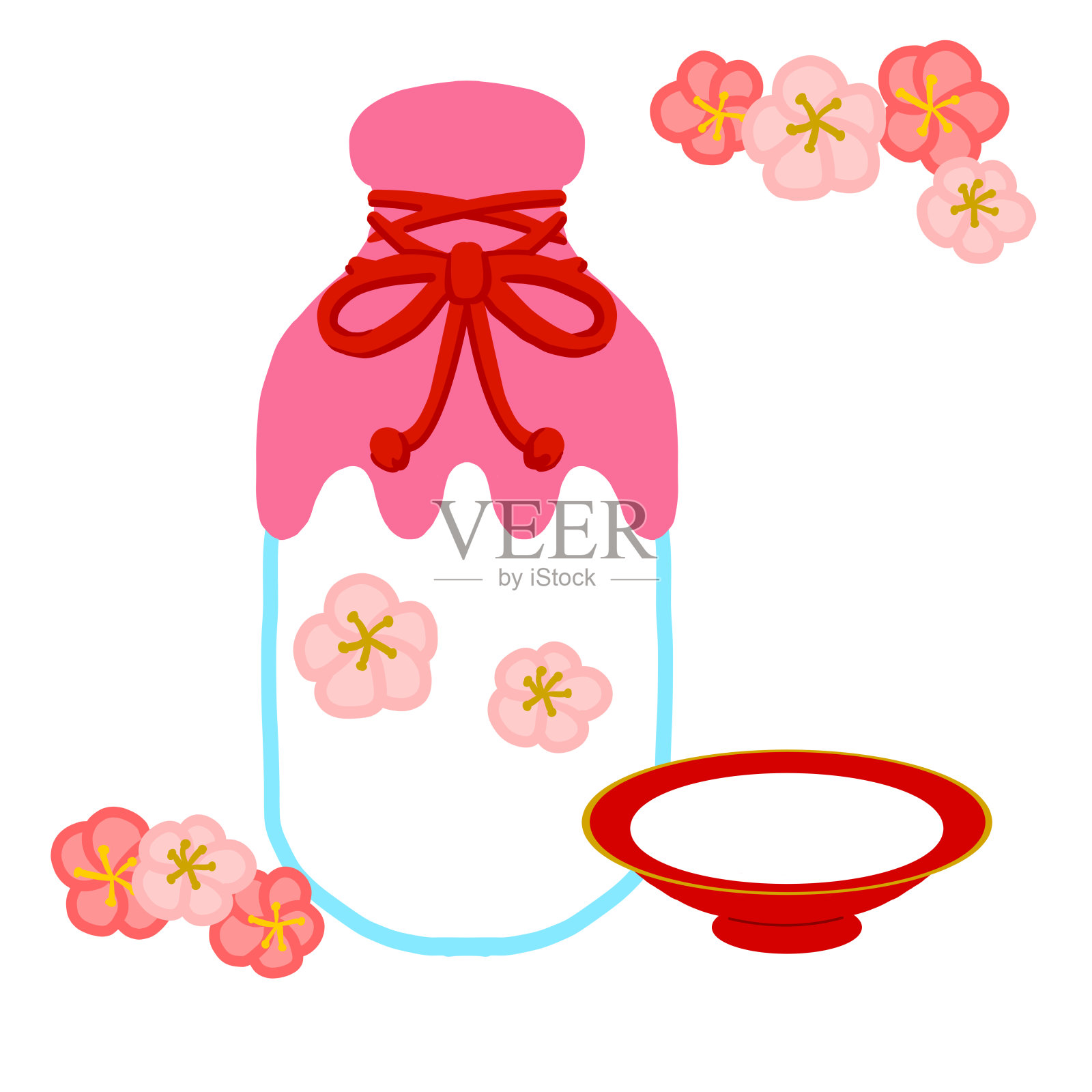 白色清酒和amazake图像插图插画图片素材