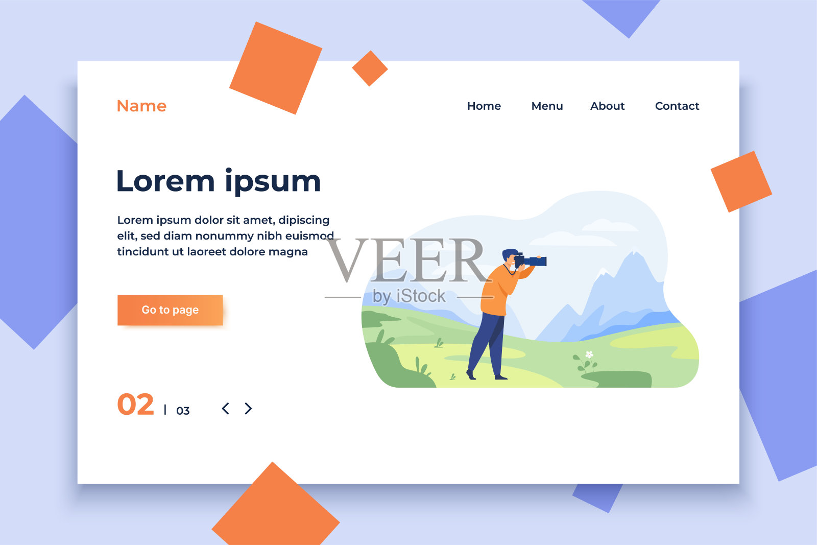 快乐的旅行摄影师拍摄的自然插画图片素材