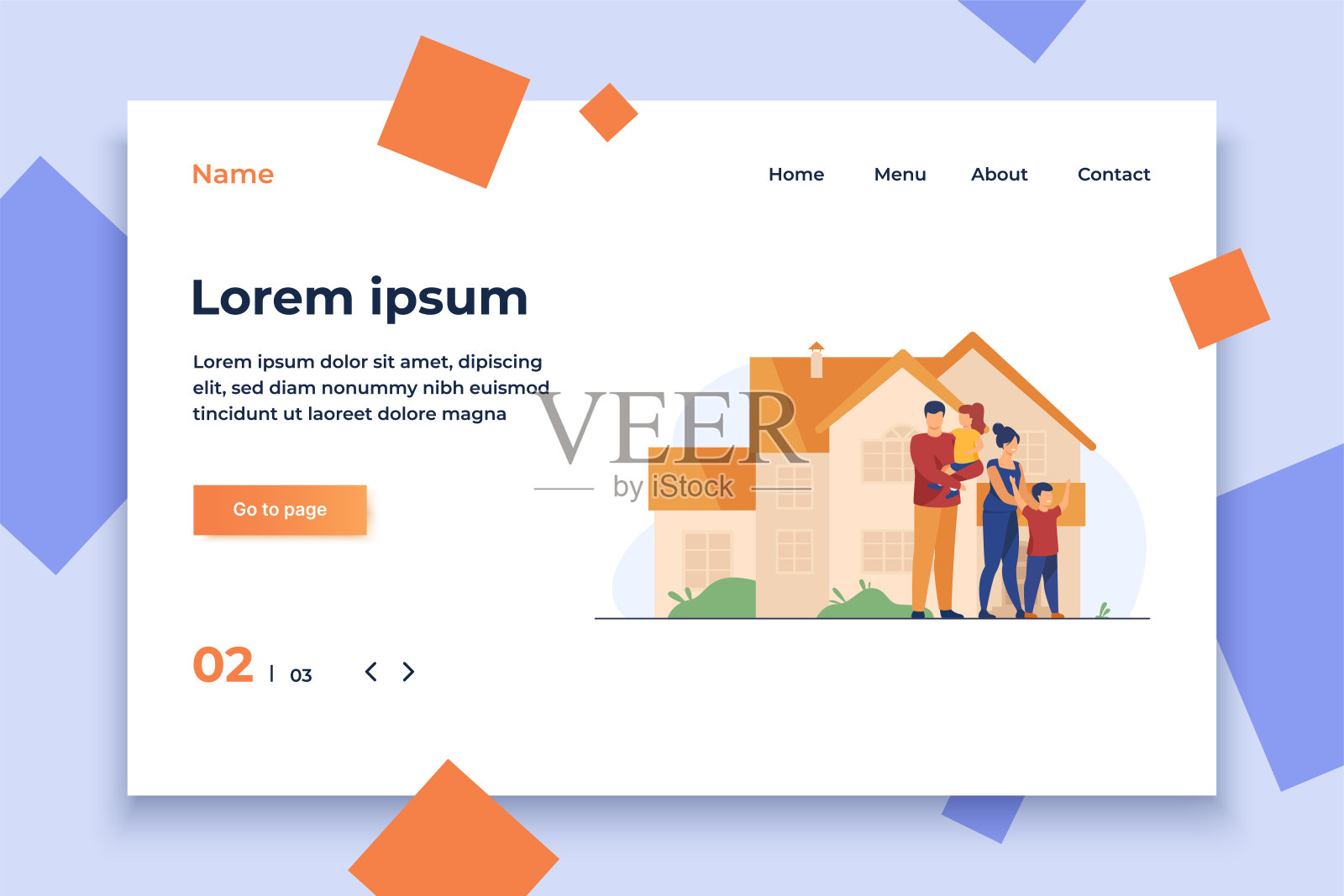 幸福的一家人一起站在房子前面插画图片素材