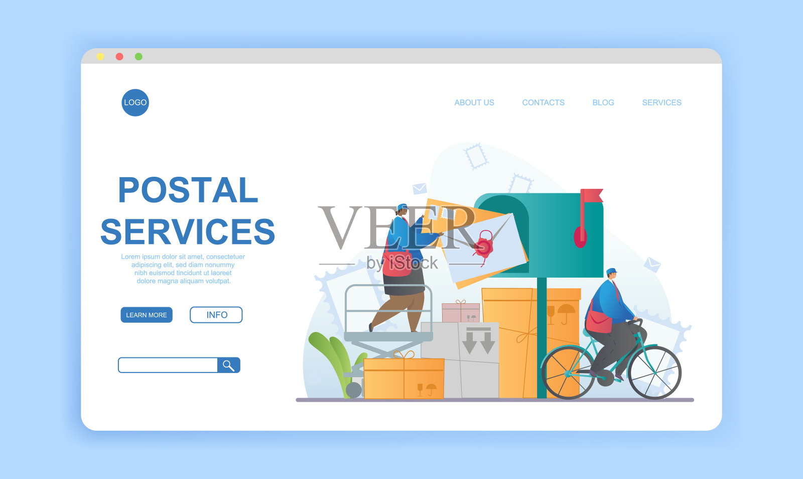 邮政服务的抽象概念插画图片素材