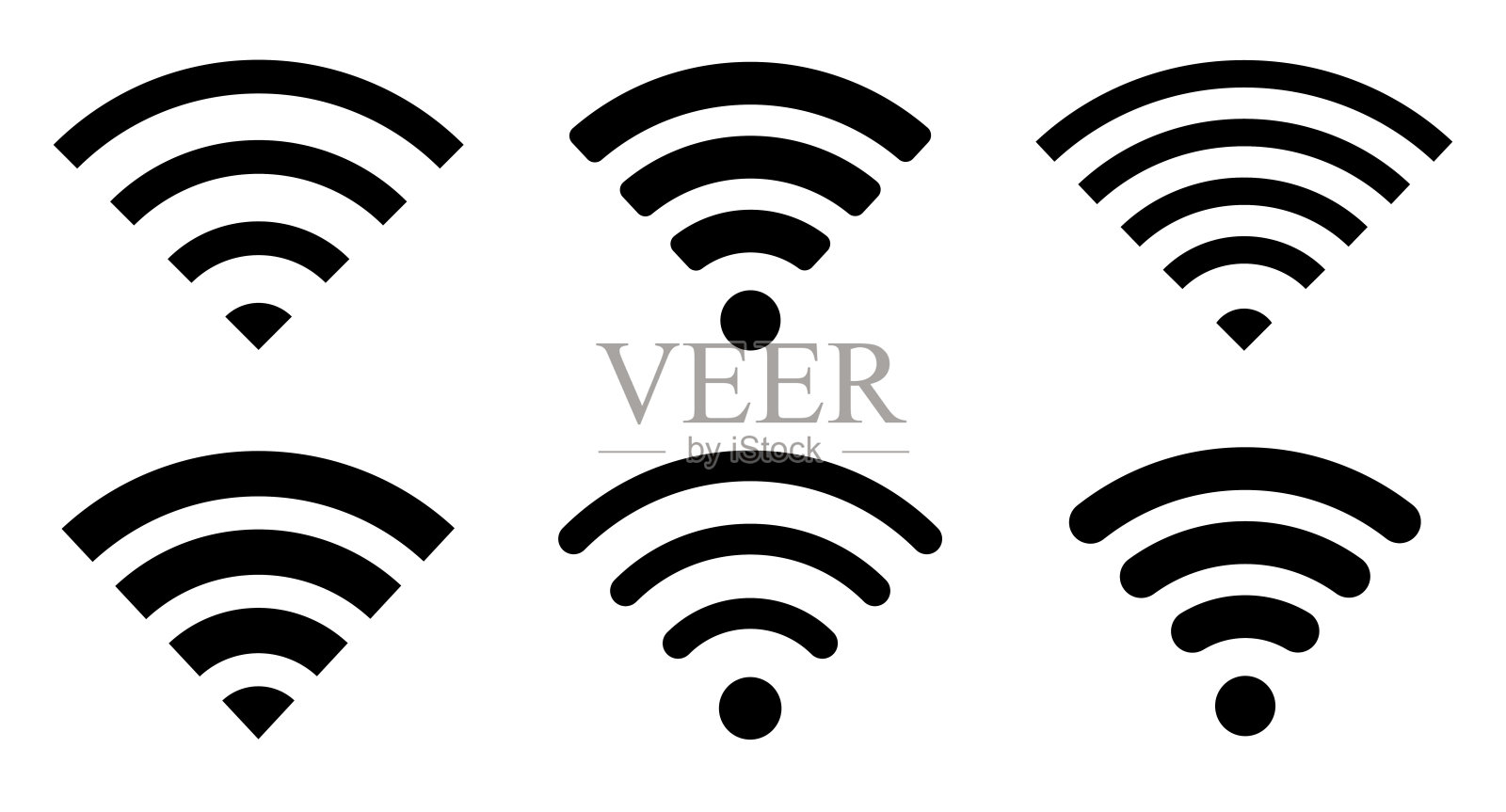 Wi-Fi图标设置符号。无线和wifi图标或wi-fi图标标志的远程互联网访问。网络wifi经营理念。矢量插图。图标素材