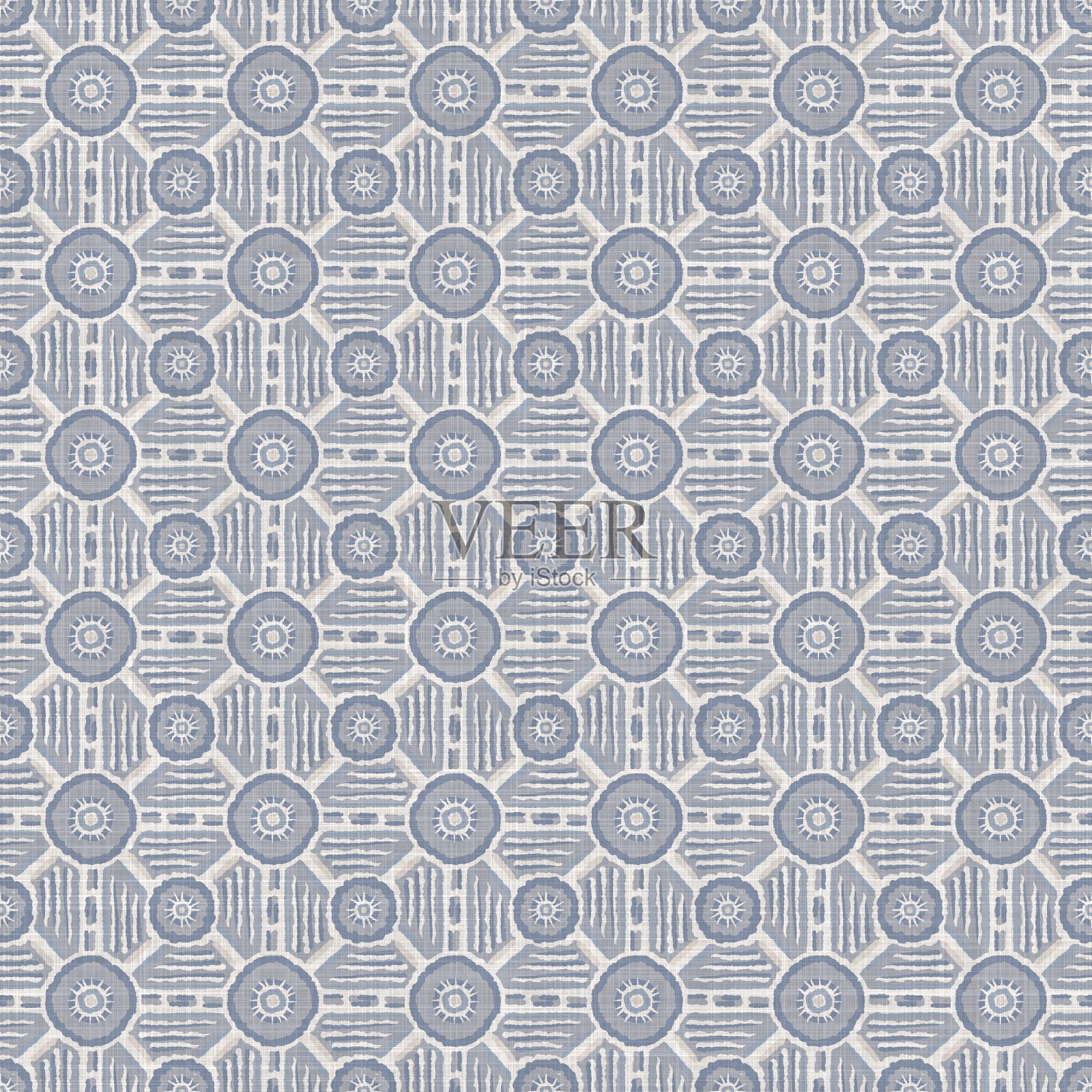 无缝法国农家点麻图案。普罗旺斯蓝白交织纹理。寒酸别致风格的装饰圈点织物背景。纺织农家全印插画图片素材