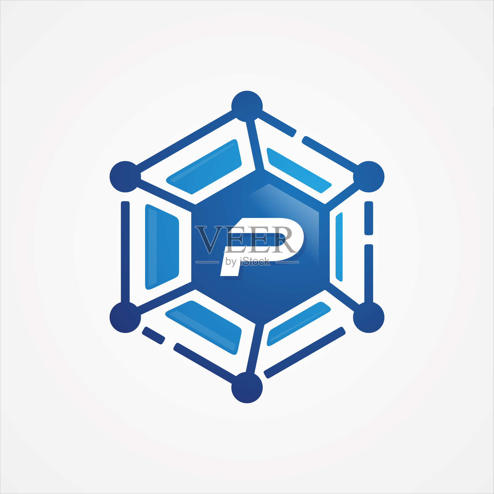 技术设计矢量轨道形状六边形，用字母P符号设计极简插画图片素材