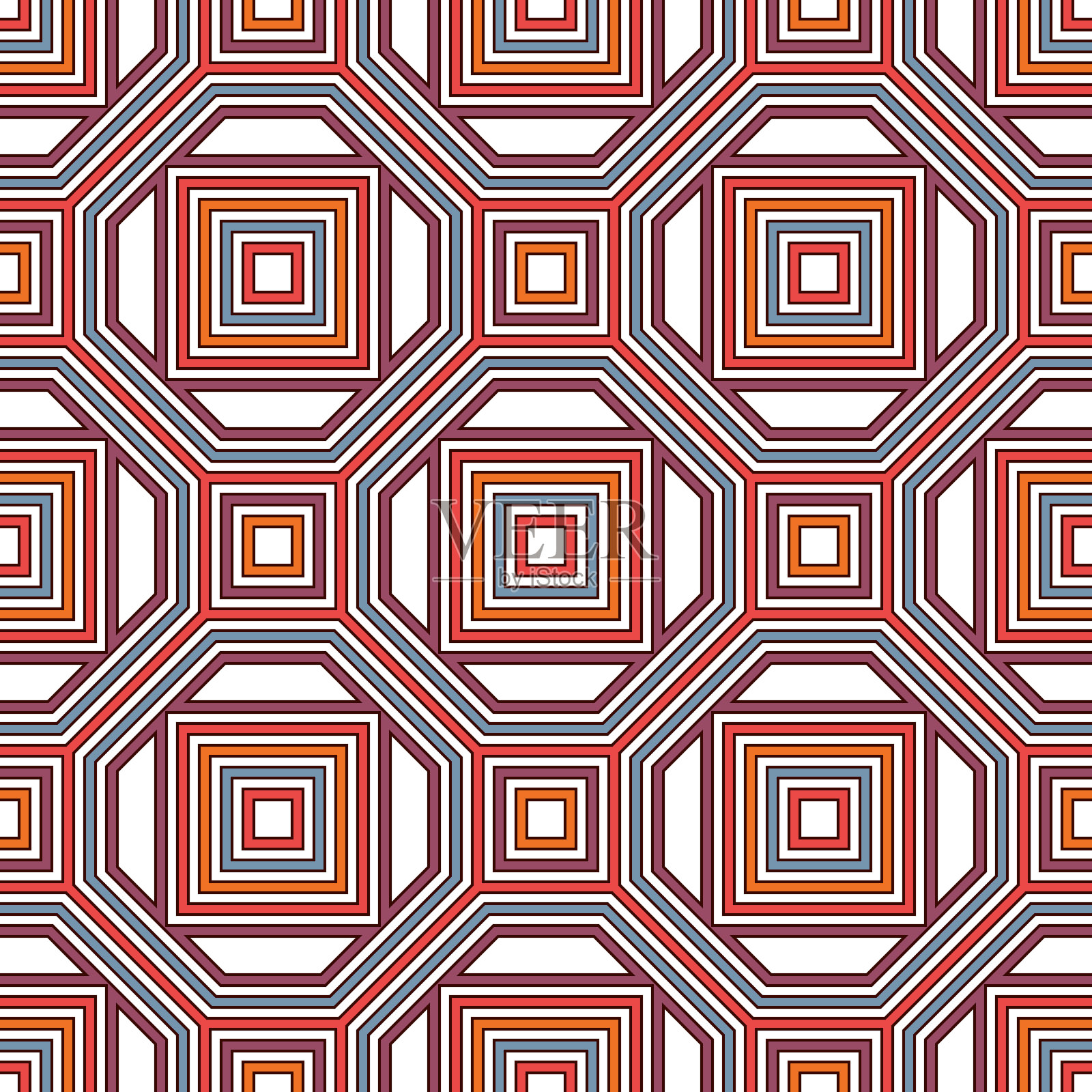 重复轮廓方块抽象背景。极简的无缝表面图案与几何装饰。插画图片素材