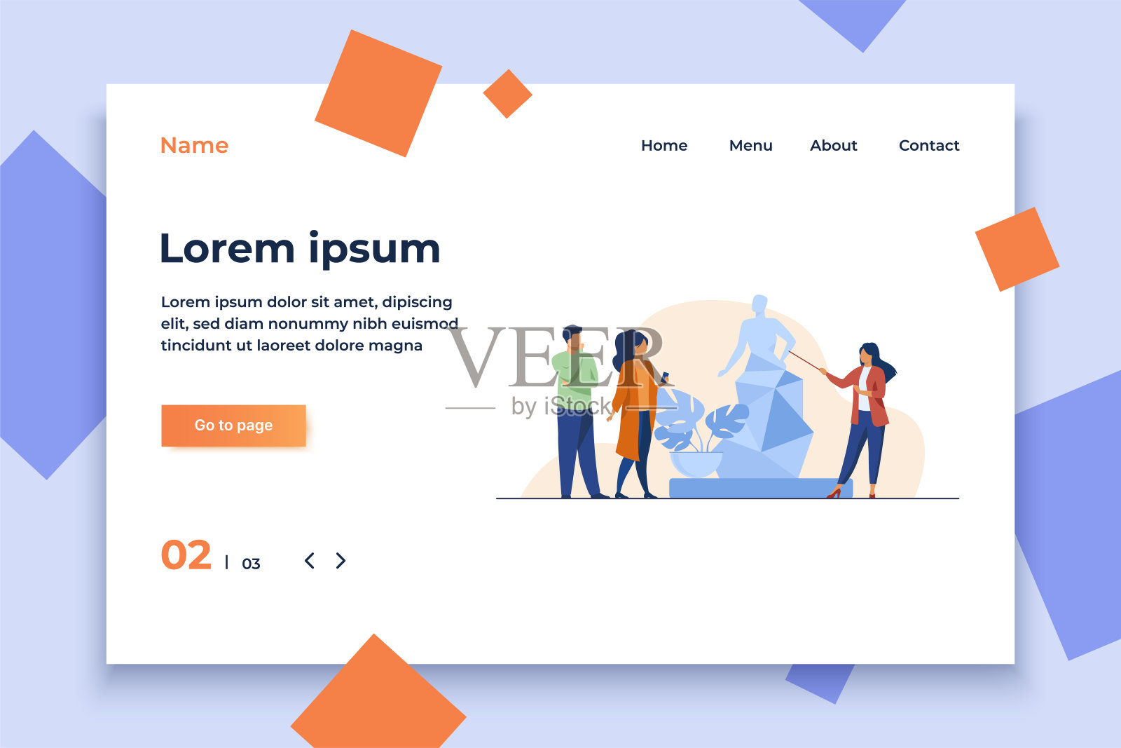 导游向游客介绍雕塑插画图片素材