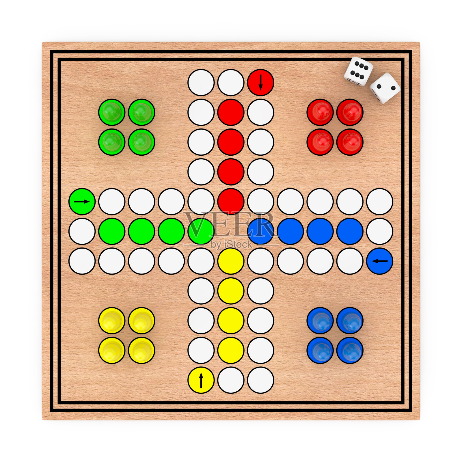 家庭Ludo桌木桌游戏。3d渲染照片摄影图片